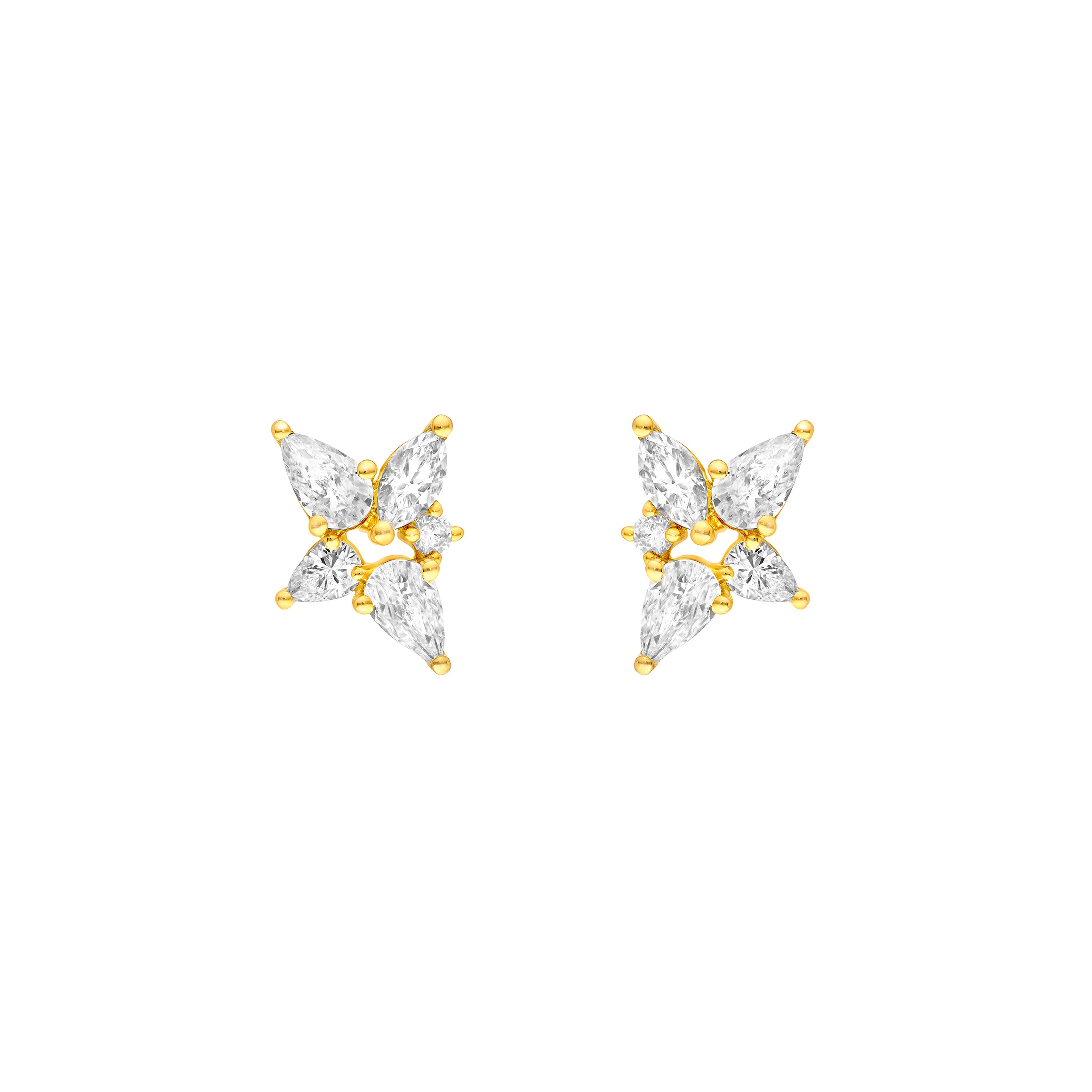 14K Gold 1-1/2tcw Pear Marquise & Round Diamond Stud Earrings Birmingham Jewelry Earrings Birmingham Jewelry 