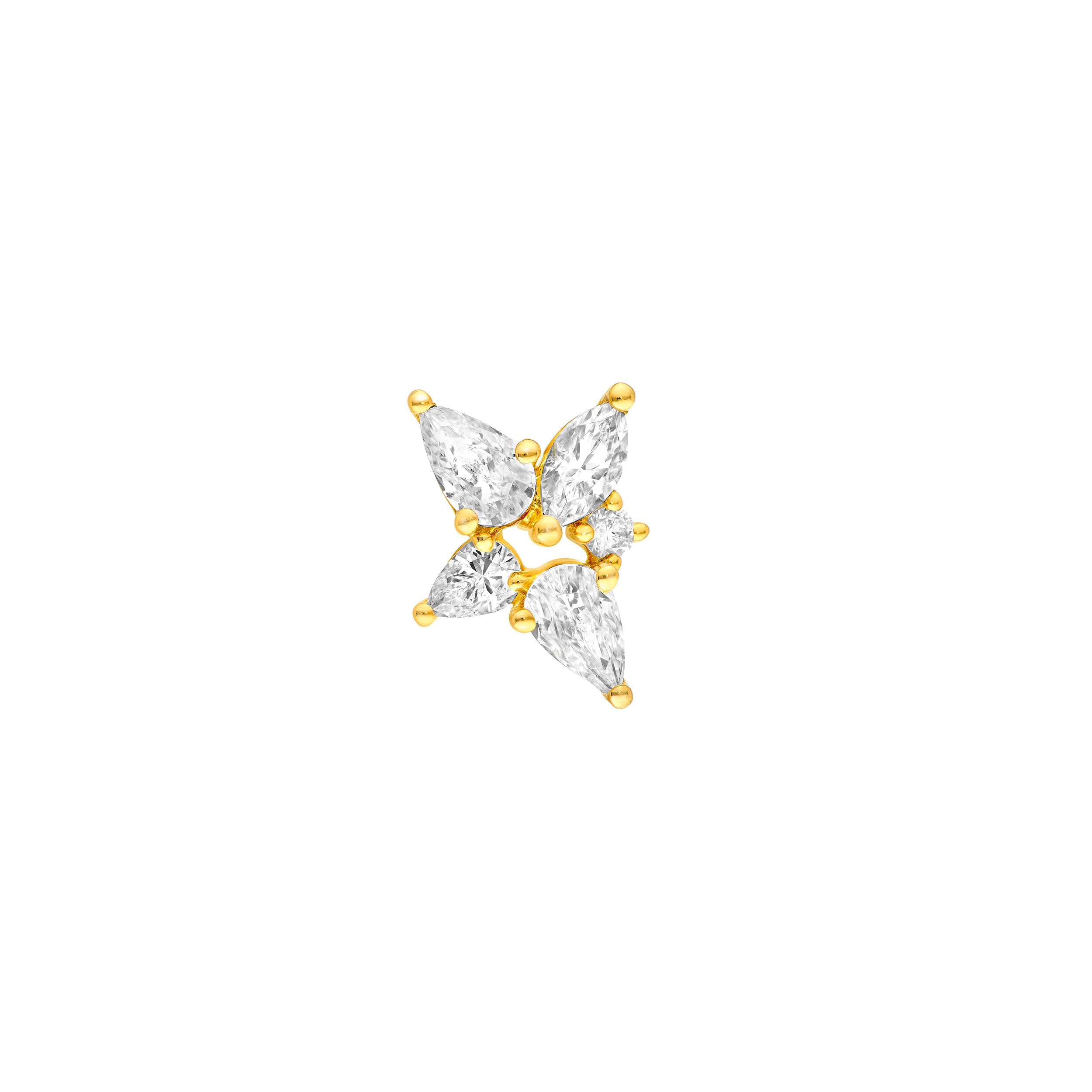 14K Gold 1-1/2tcw Pear Marquise & Round Diamond Stud Earrings Birmingham Jewelry Earrings Birmingham Jewelry 