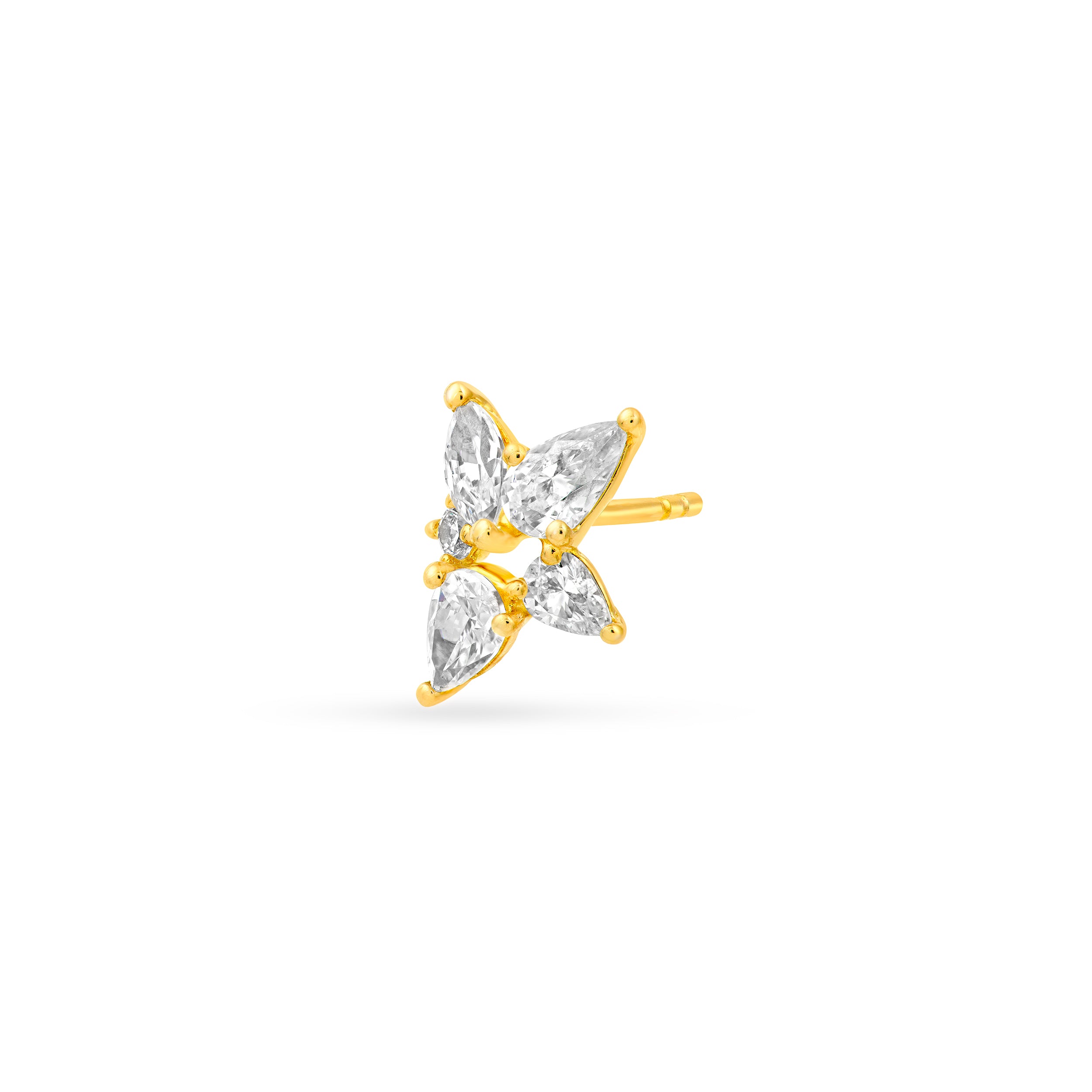 14K Gold 1-1/2tcw Pear Marquise & Round Diamond Stud Earrings Birmingham Jewelry Earrings Birmingham Jewelry 