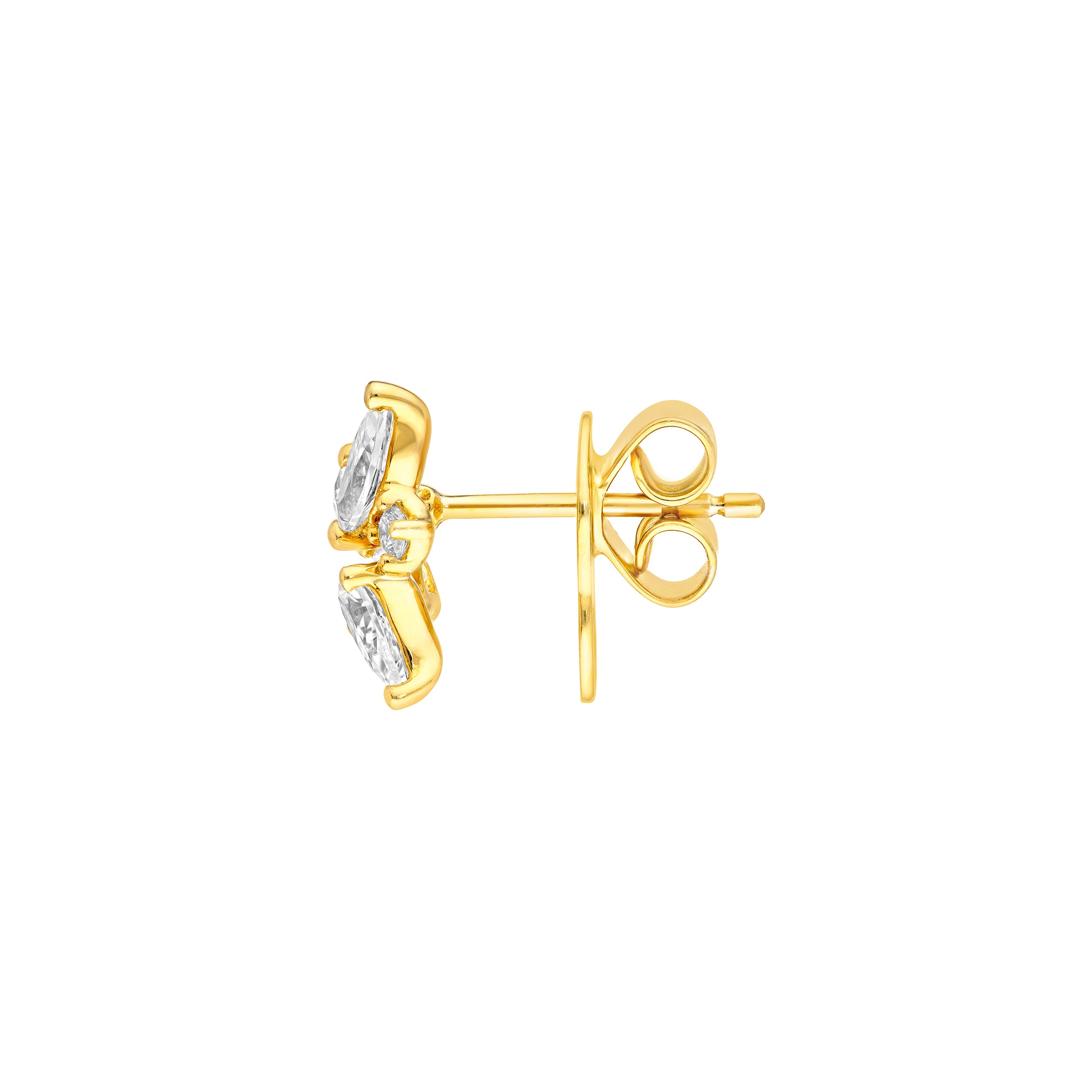 14K Gold 1-1/2tcw Pear Marquise & Round Diamond Stud Earrings Birmingham Jewelry Earrings Birmingham Jewelry 