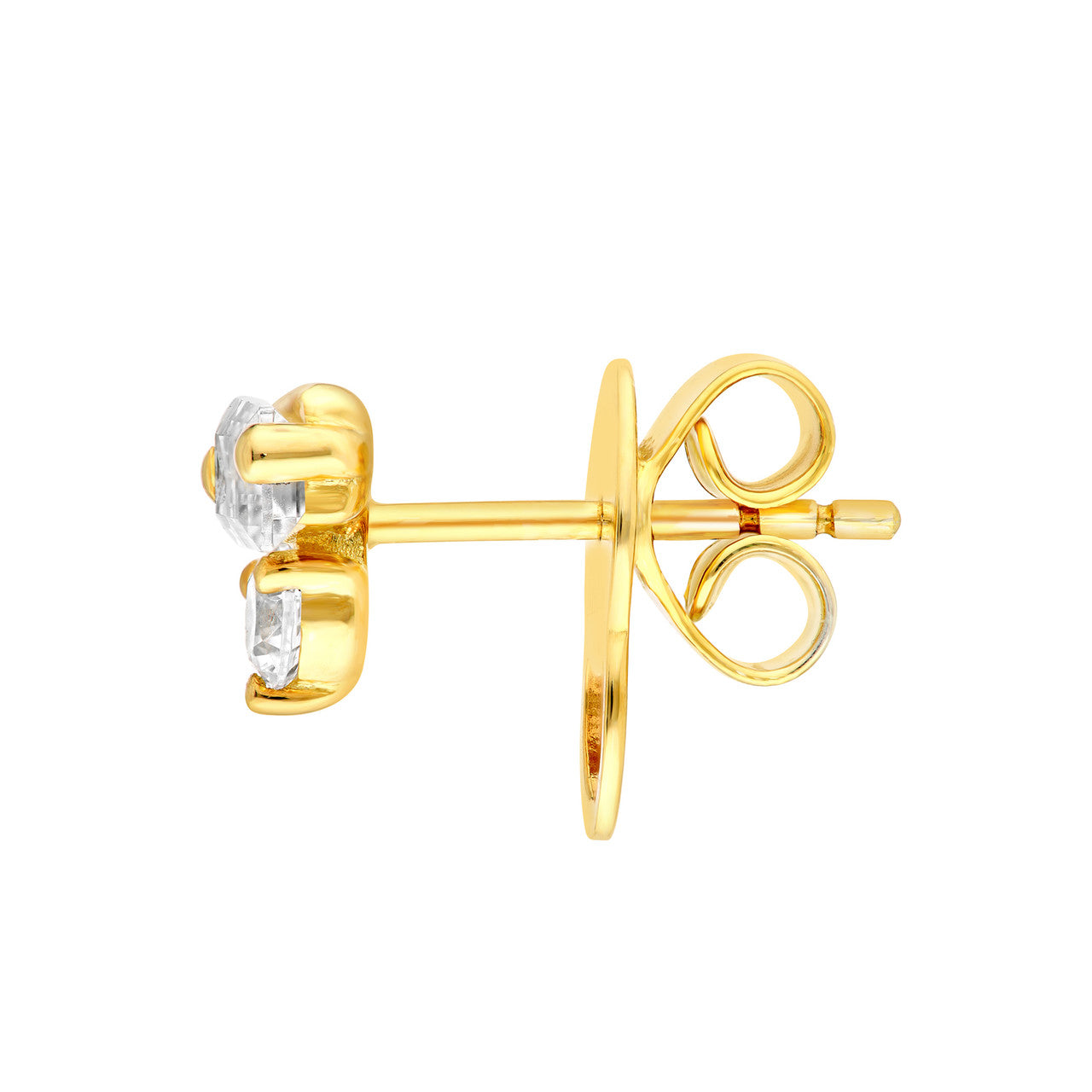 14K Gold Square Baguette & Round Diamond Stud Earrings Birmingham Jewelry Earrings Birmingham Jewelry 