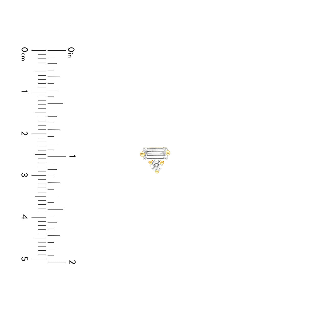 14K Gold Square Baguette & Round Diamond Stud Earrings Birmingham Jewelry Earrings Birmingham Jewelry 