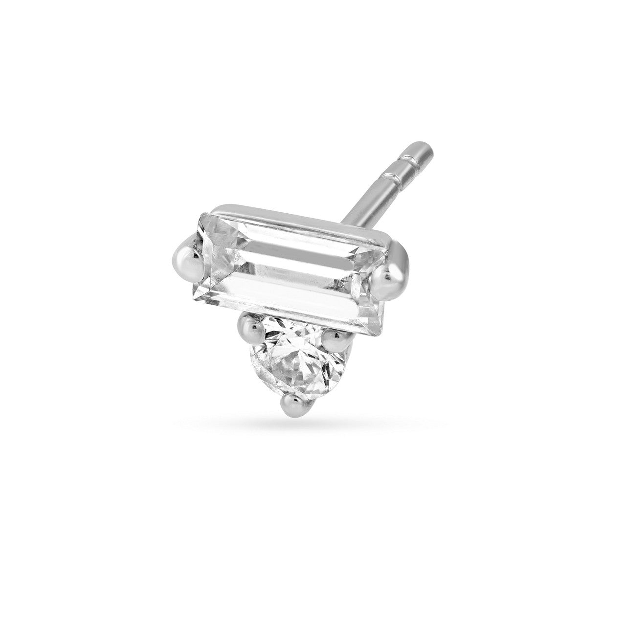 14K Gold Square Baguette & Round Diamond Stud Earrings Birmingham Jewelry Earrings Birmingham Jewelry 