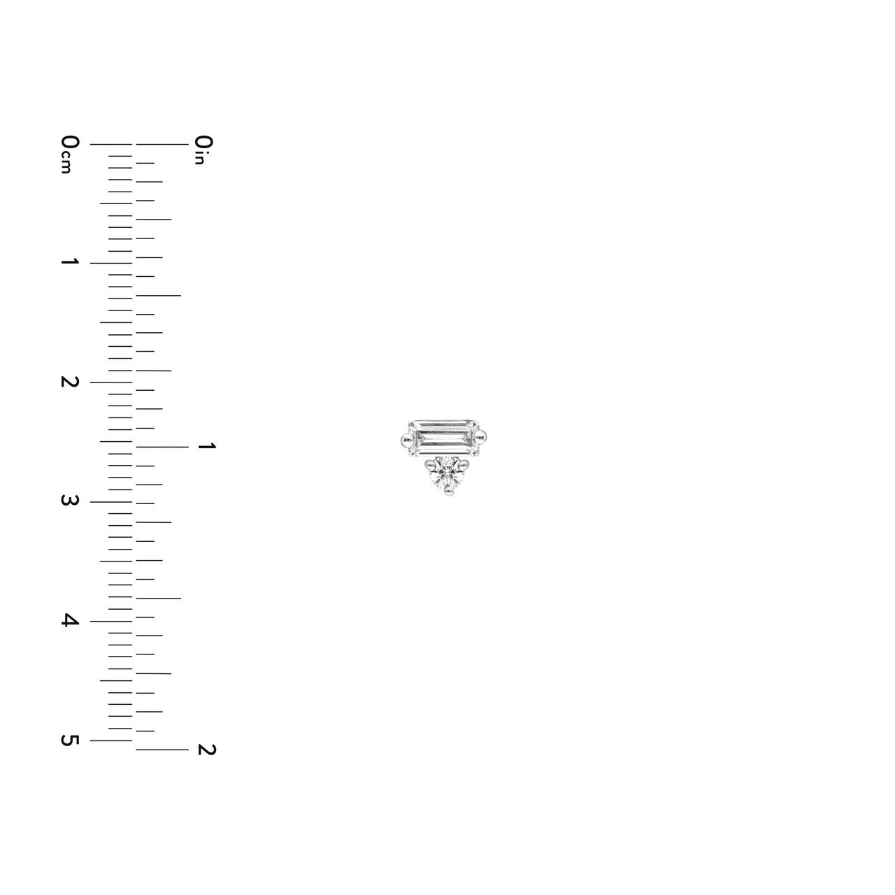 14K Gold Square Baguette & Round Diamond Stud Earrings Birmingham Jewelry Earrings Birmingham Jewelry 