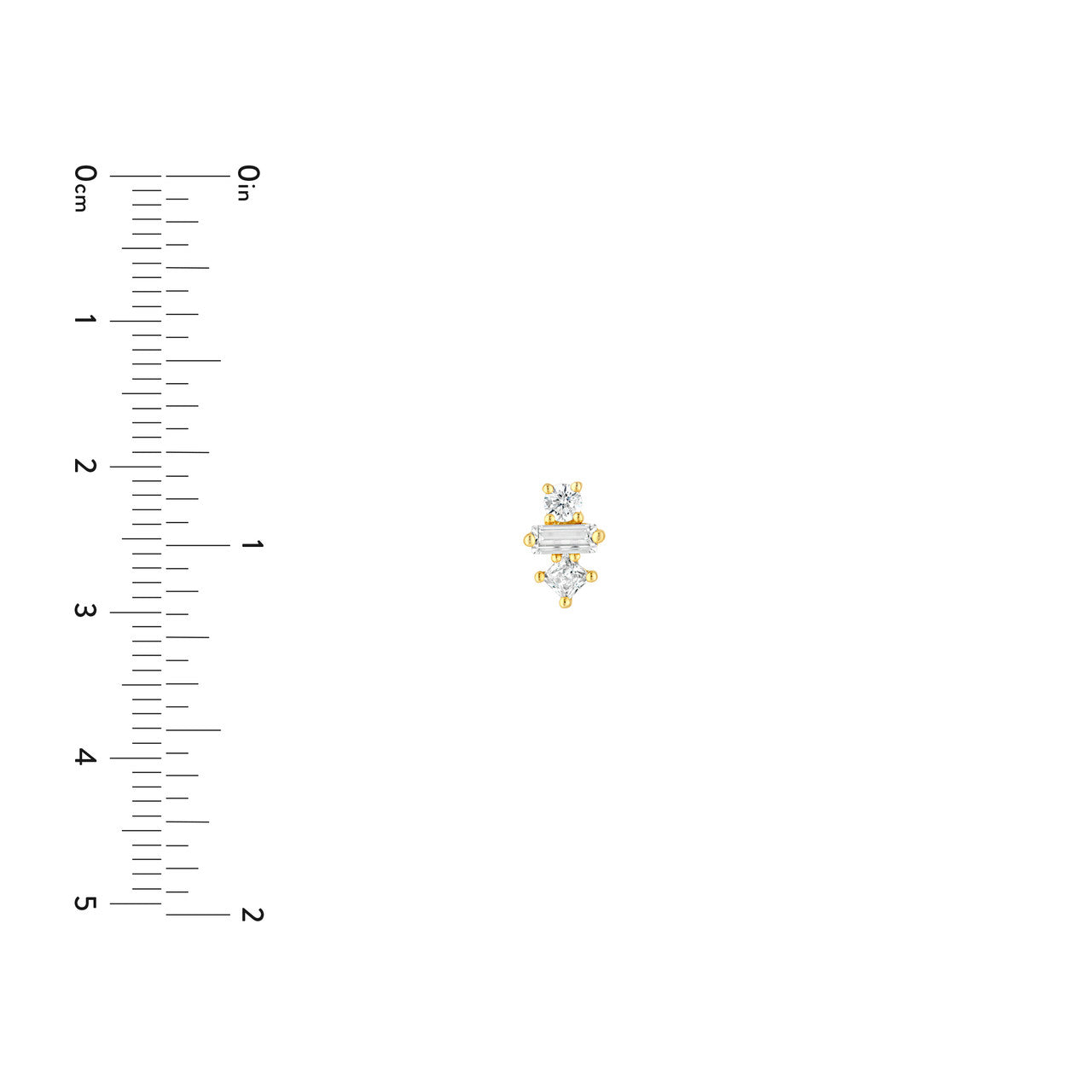 14K Gold Square Baguette Princess & Round Diamond Studs Birmingham Jewelry Earrings Birmingham Jewelry 