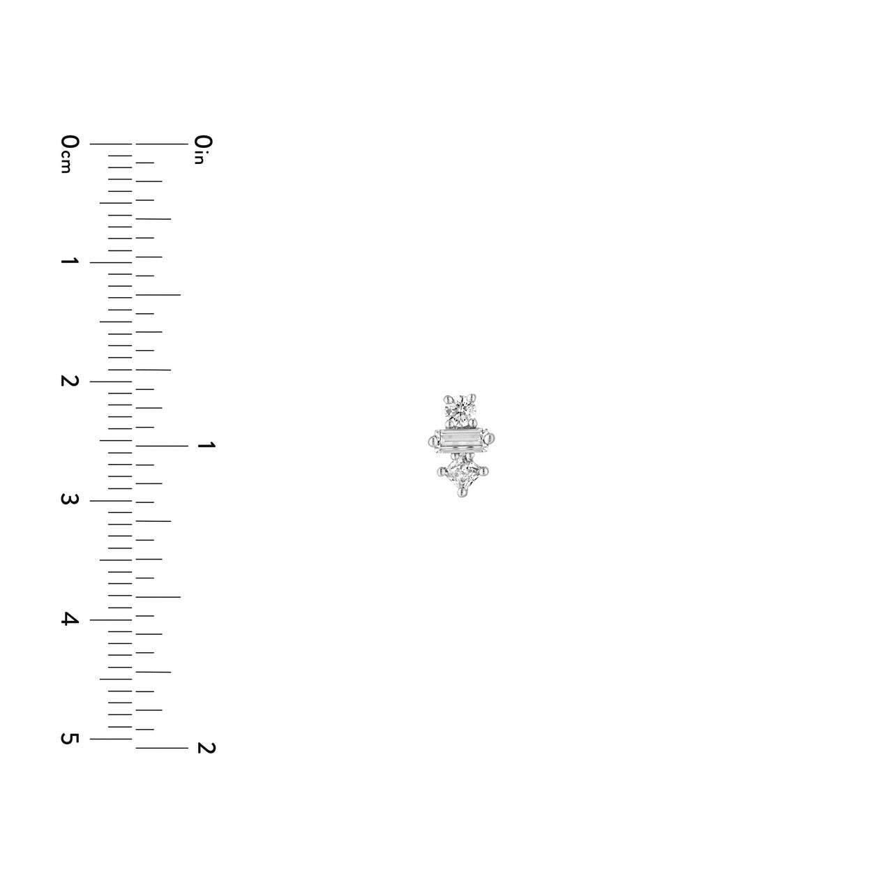 14K Gold Square Baguette Princess & Round Diamond Studs Birmingham Jewelry Earrings Birmingham Jewelry 