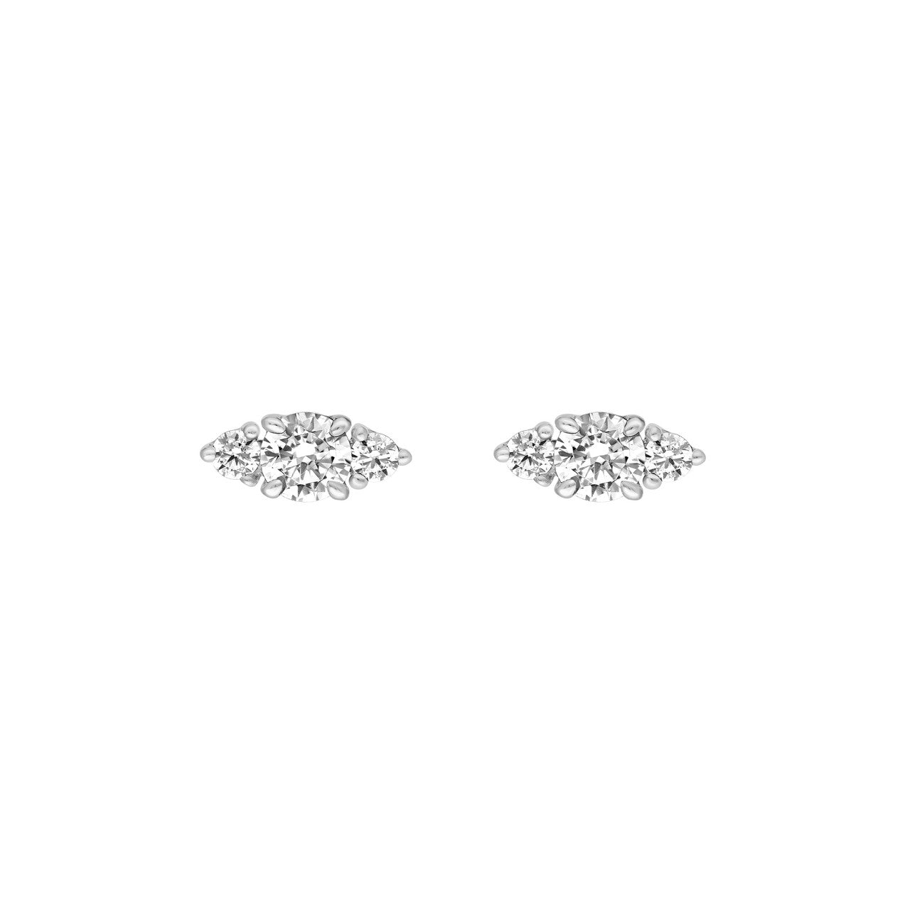 14K Gold Three Stone Round Diamond Earrings Birmingham Jewelry Earrings Birmingham Jewelry 