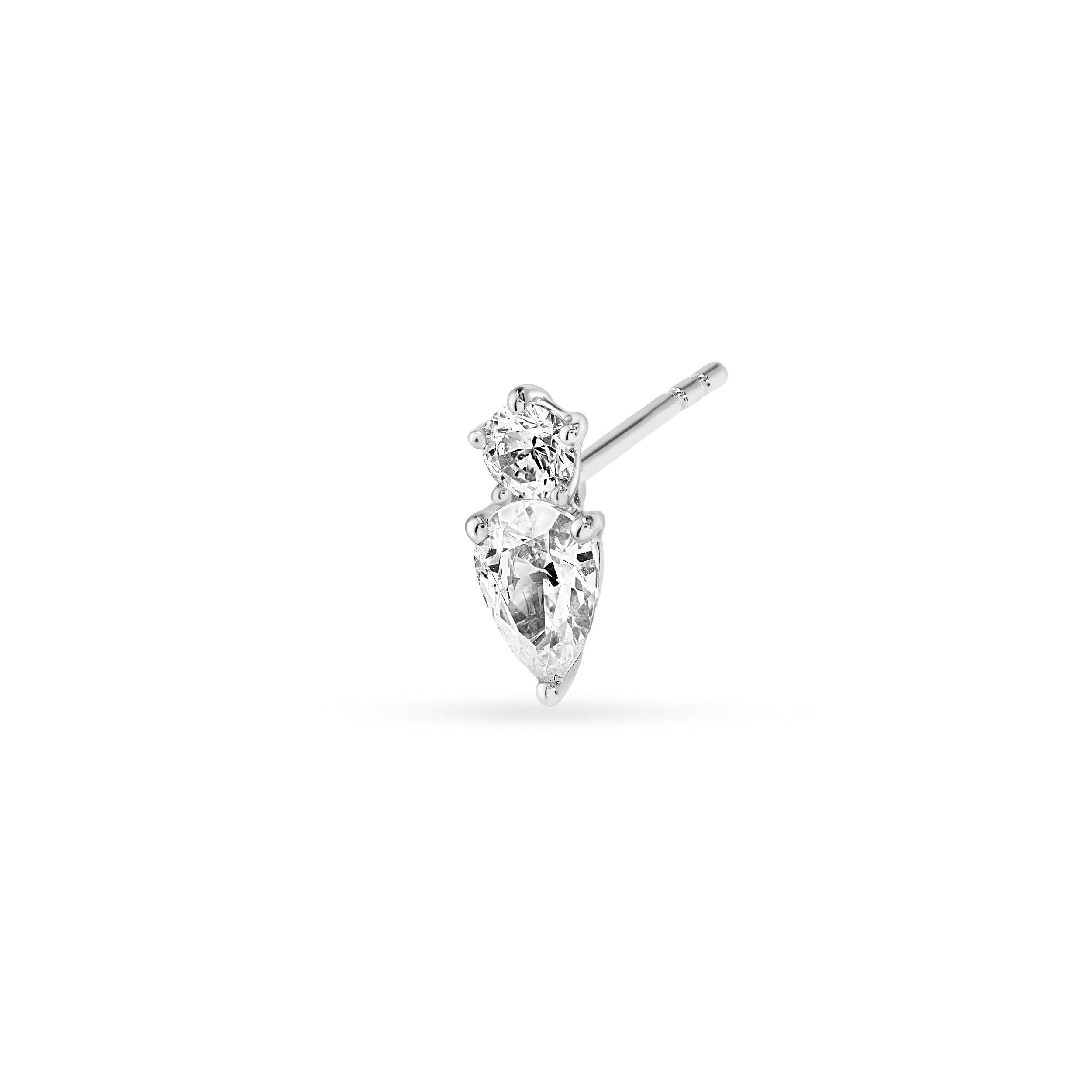 14K Gold 1-1/5tcw Round & Pear Diamond Stud Earrings Birmingham Jewelry Earrings Birmingham Jewelry 
