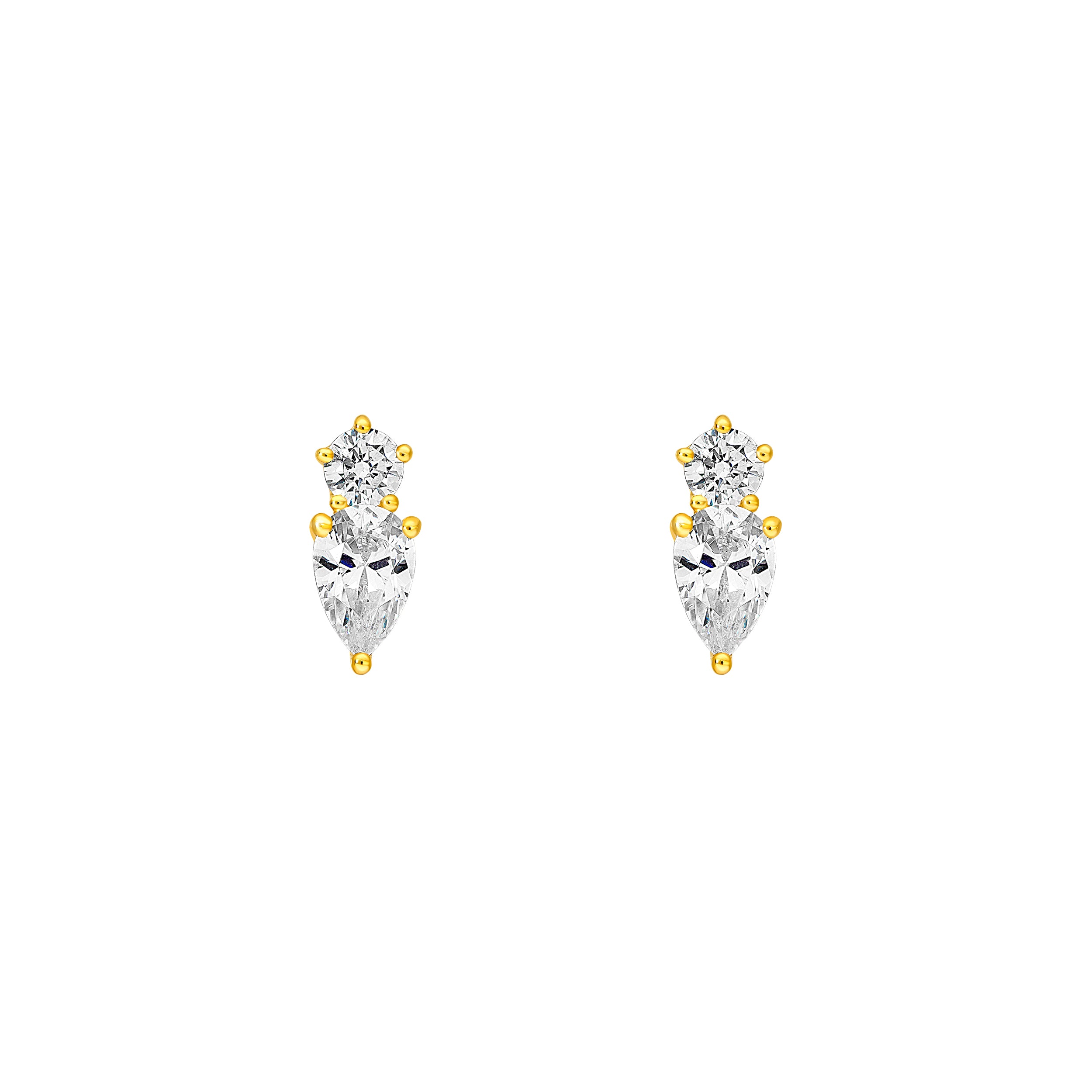 14K Gold 1-1/5tcw Round & Pear Diamond Stud Earrings Birmingham Jewelry Earrings Birmingham Jewelry 