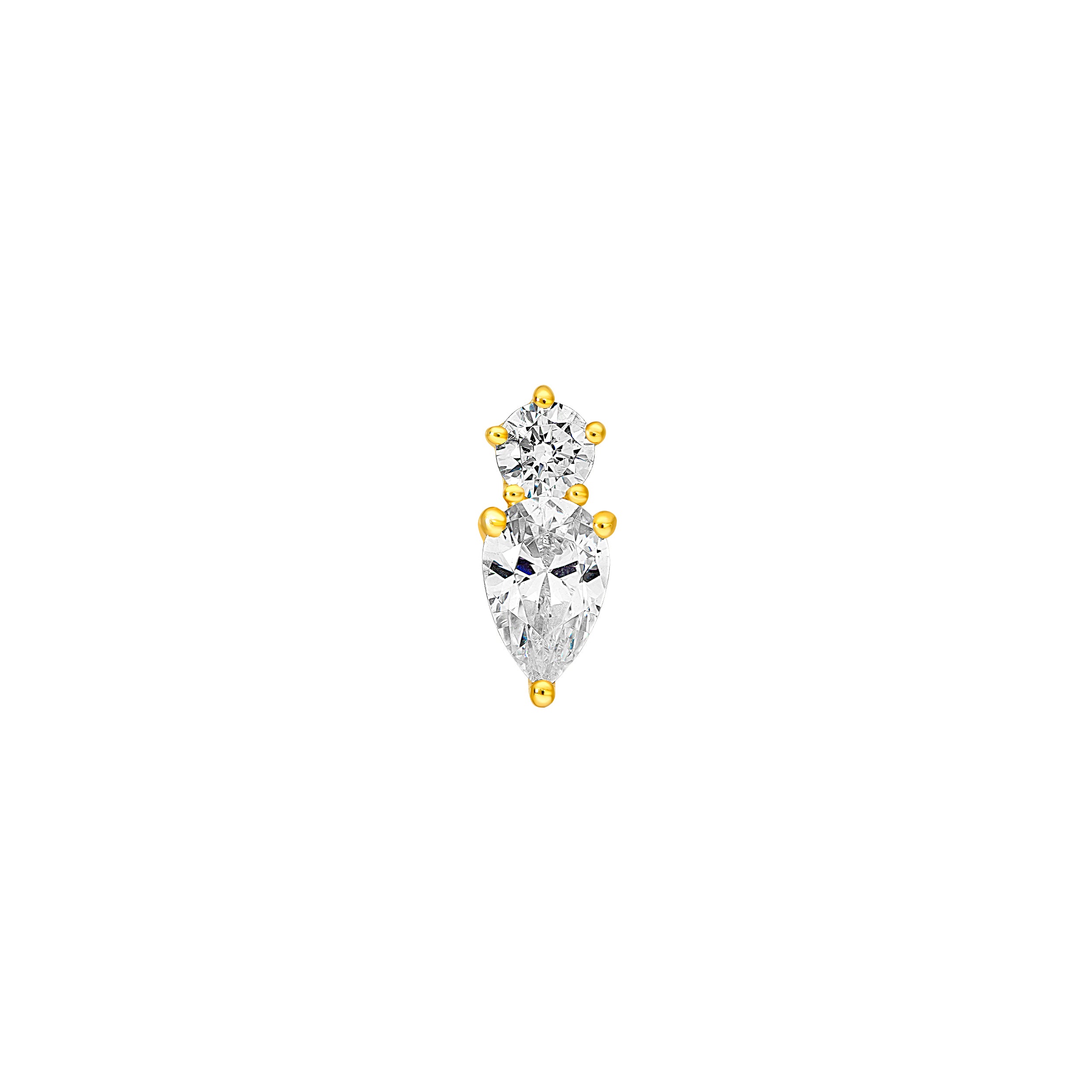 14K Gold 1-1/5tcw Round & Pear Diamond Stud Earrings Birmingham Jewelry Earrings Birmingham Jewelry 
