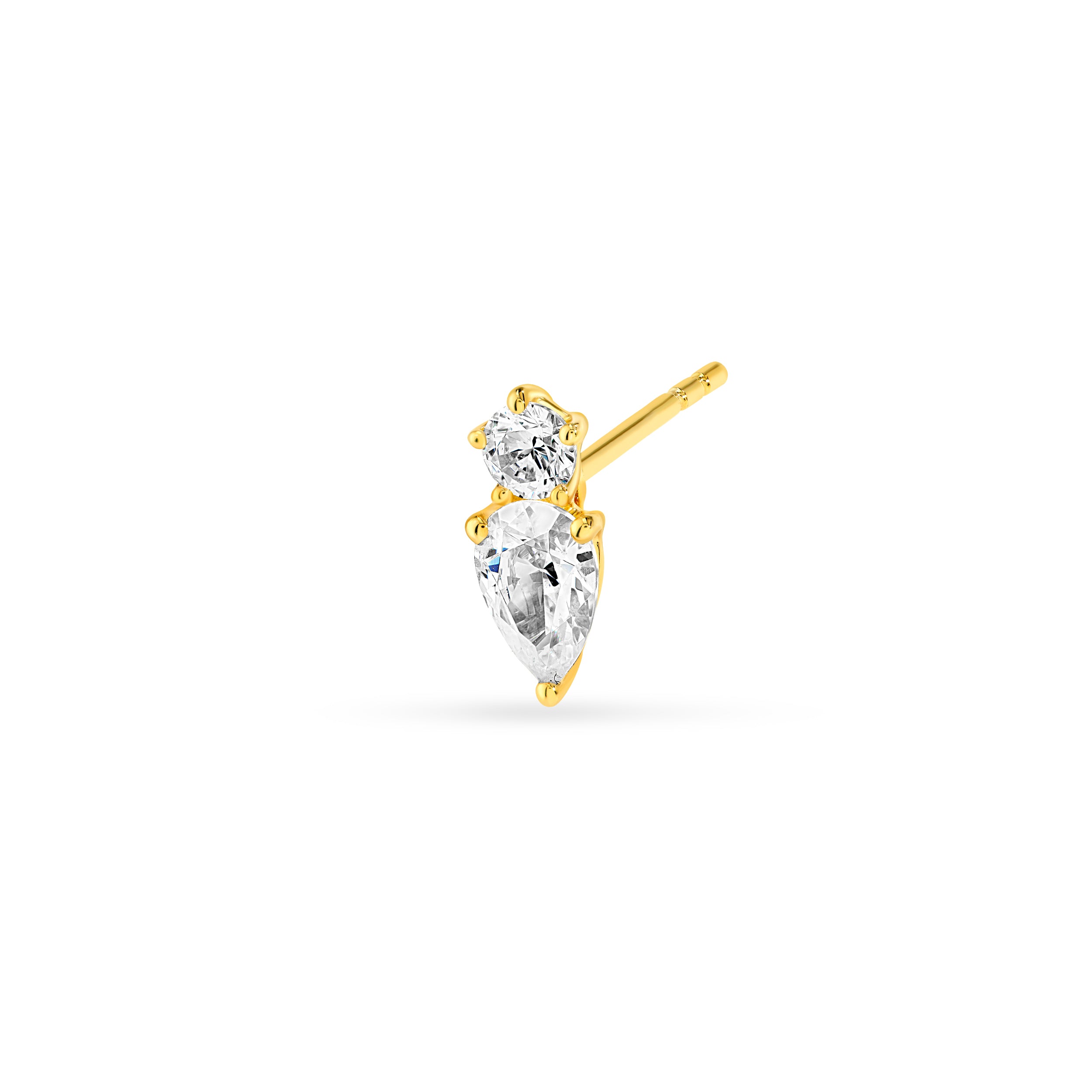 14K Gold 1-1/5tcw Round & Pear Diamond Stud Earrings Birmingham Jewelry Earrings Birmingham Jewelry 