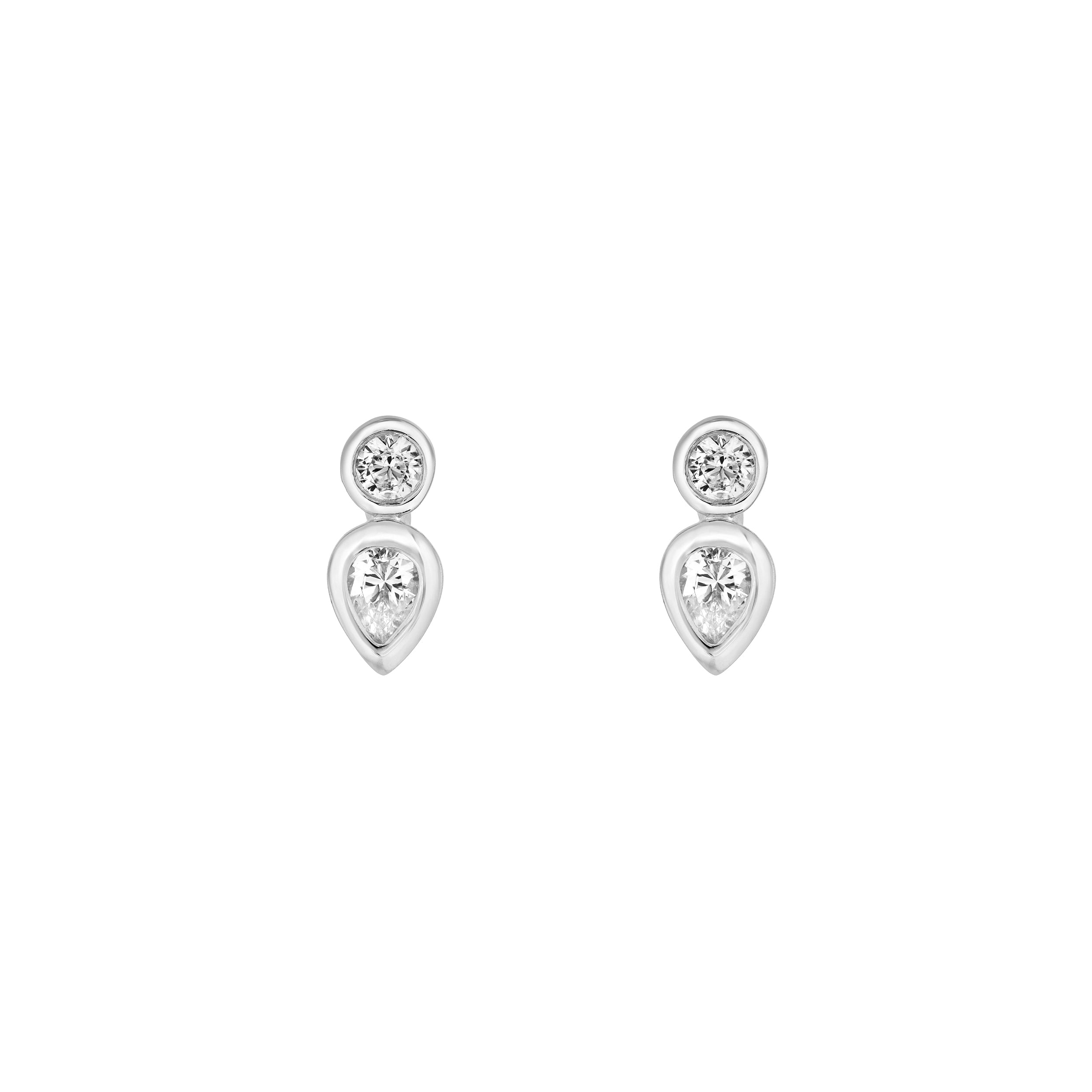 14K Gold 1/4tcw Round & Pear Diamond Bezel Set Earrings Birmingham Jewelry Earrings Birmingham Jewelry 