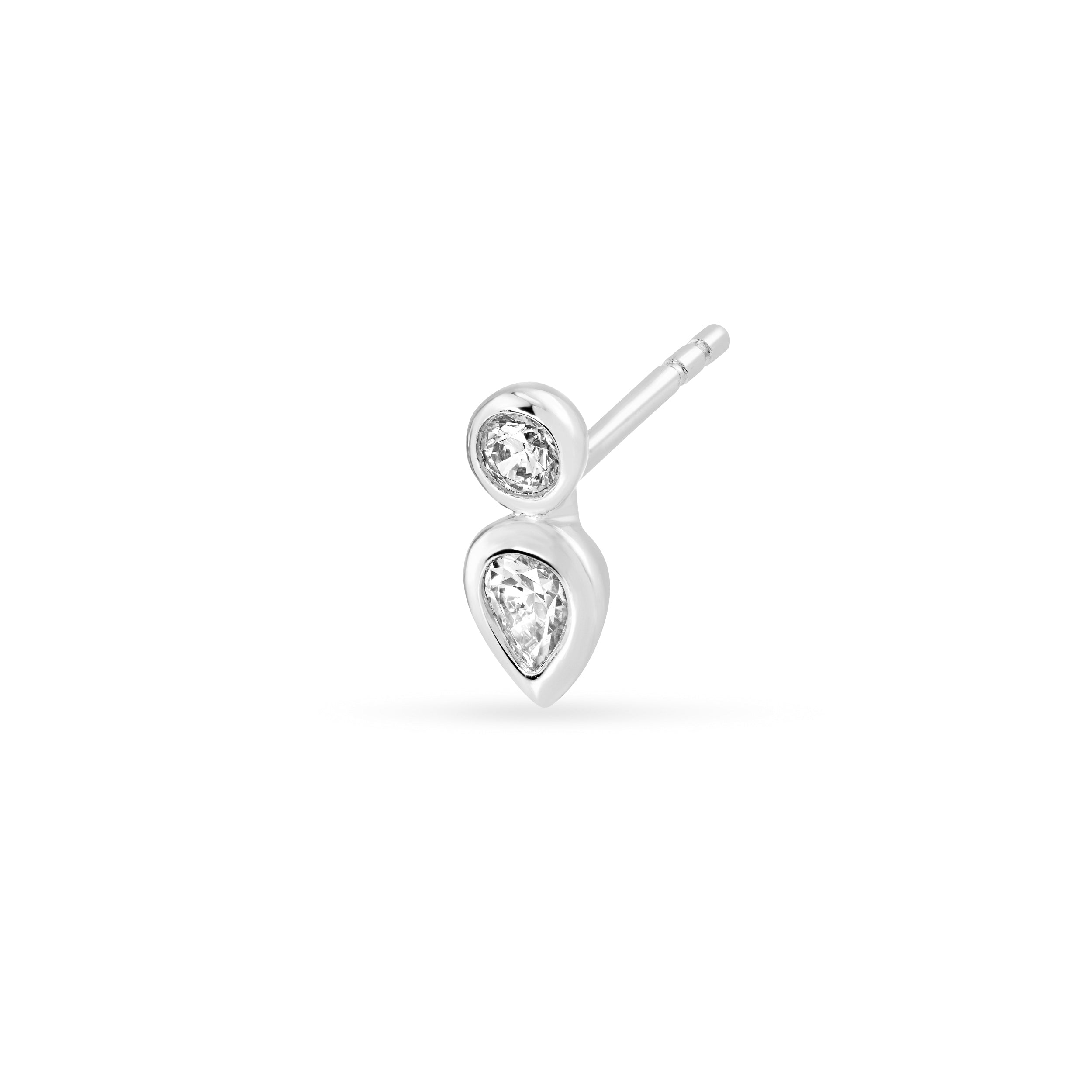 14K Gold 1/4tcw Round & Pear Diamond Bezel Set Earrings Birmingham Jewelry Earrings Birmingham Jewelry 