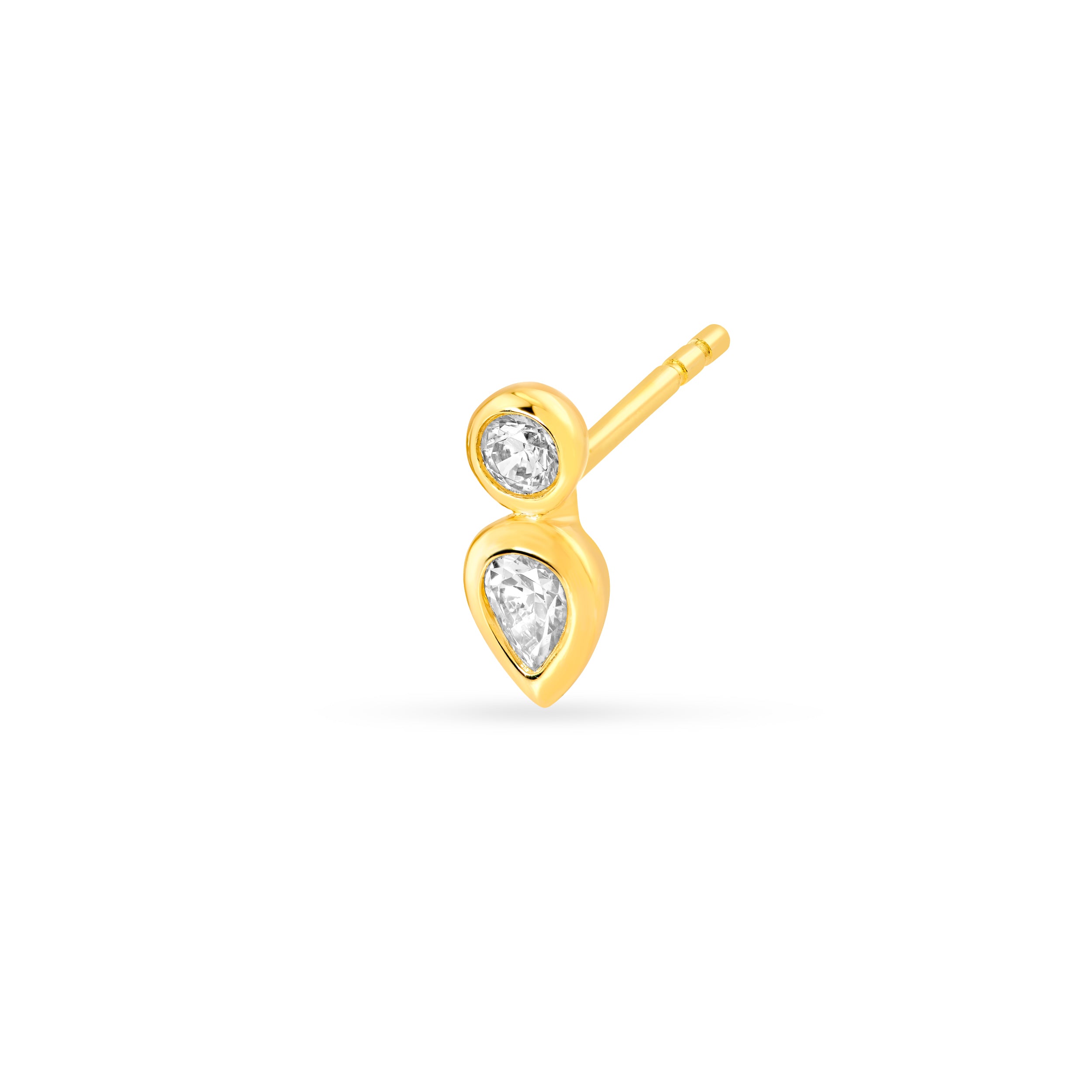 14K Gold 1/4tcw Round & Pear Diamond Bezel Set Earrings Birmingham Jewelry Earrings Birmingham Jewelry 
