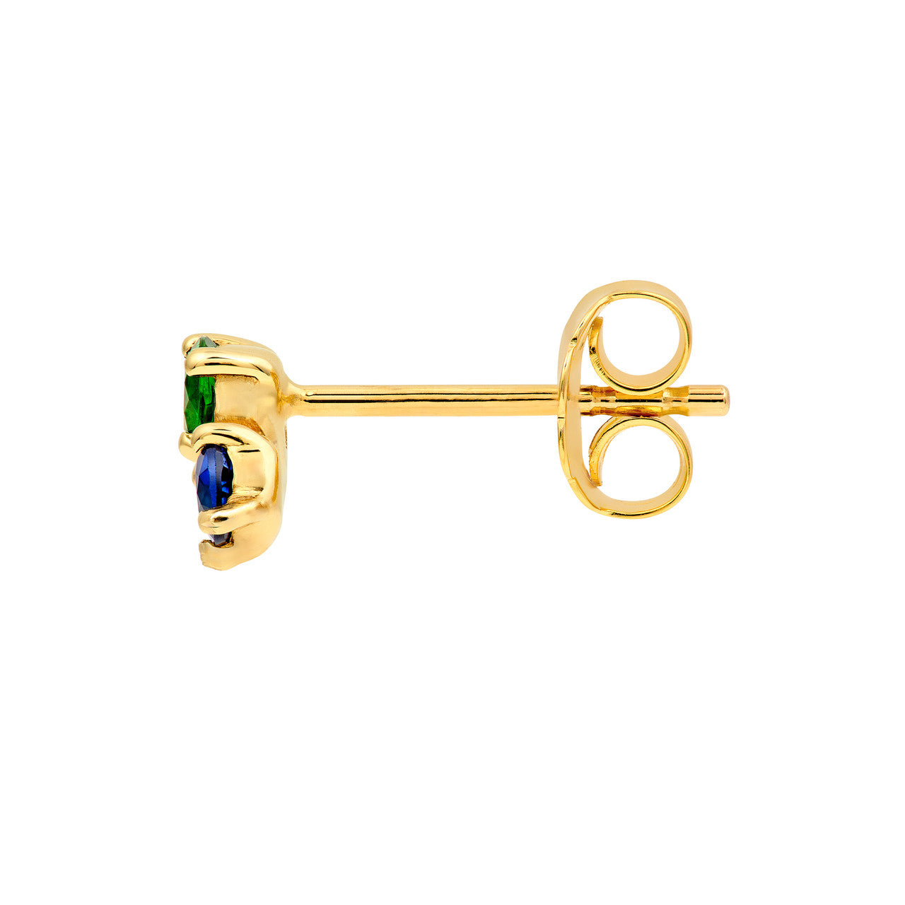 14K Yellow Gold Round Tsavorite Diamond & Sapphire Curve Earrings Birmingham Jewelry Earrings Birmingham Jewelry 