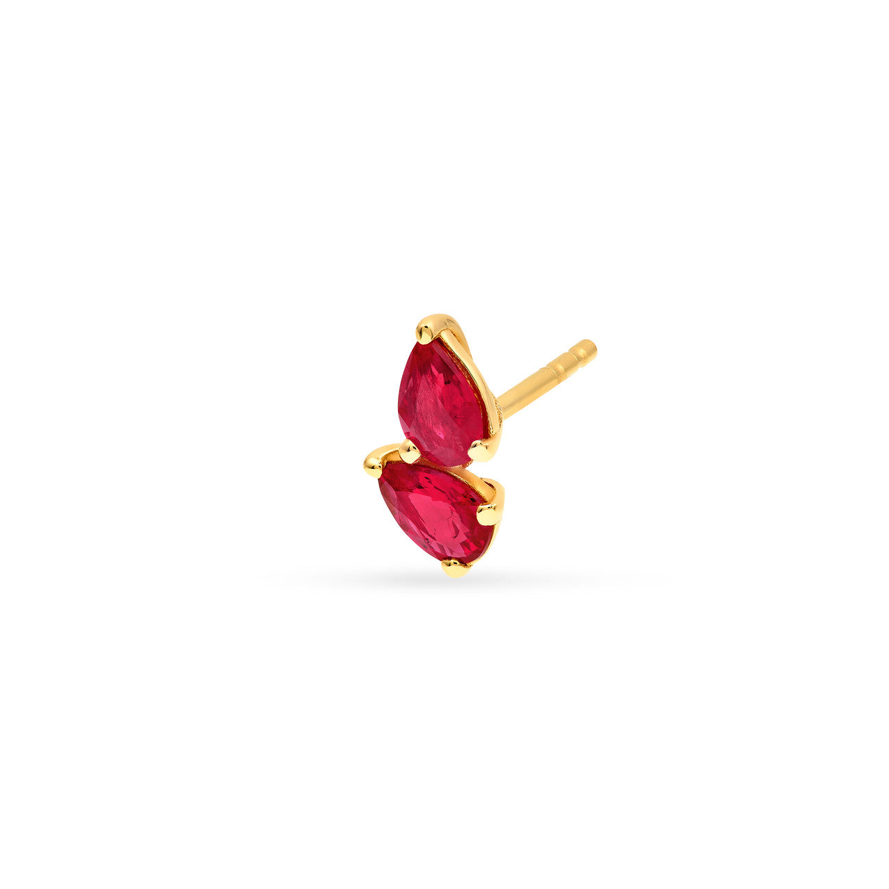 14K Yellow Gold Pear Shape Ruby Stud Earrings