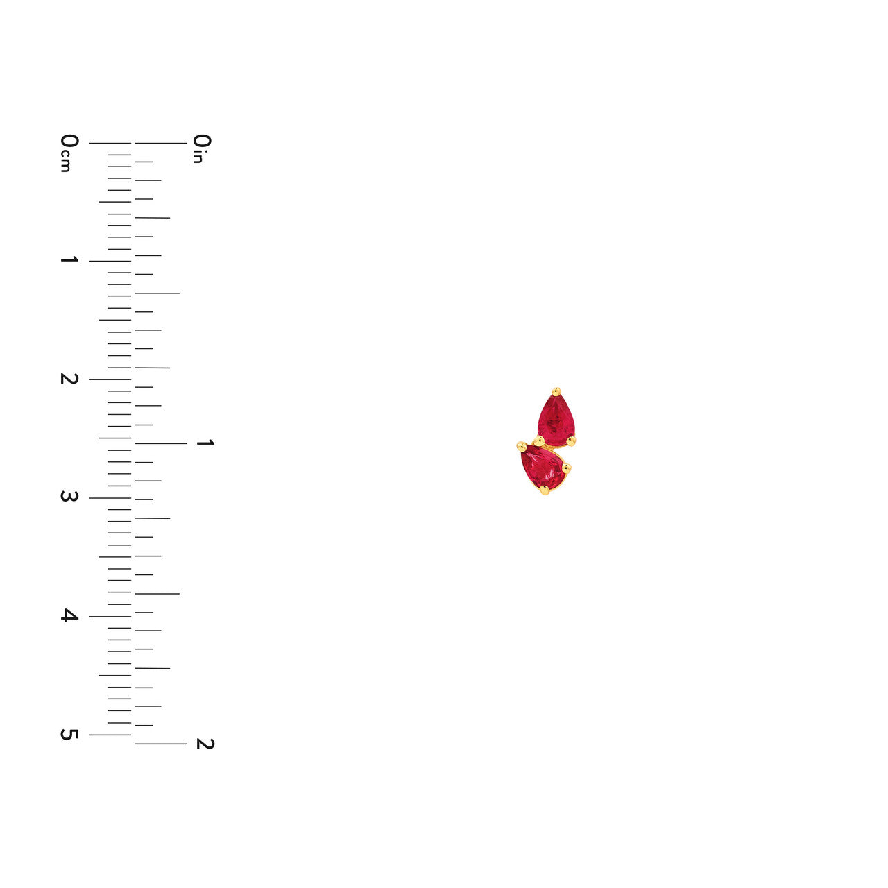 14K Yellow Gold Pear Shape Ruby Stud Earrings