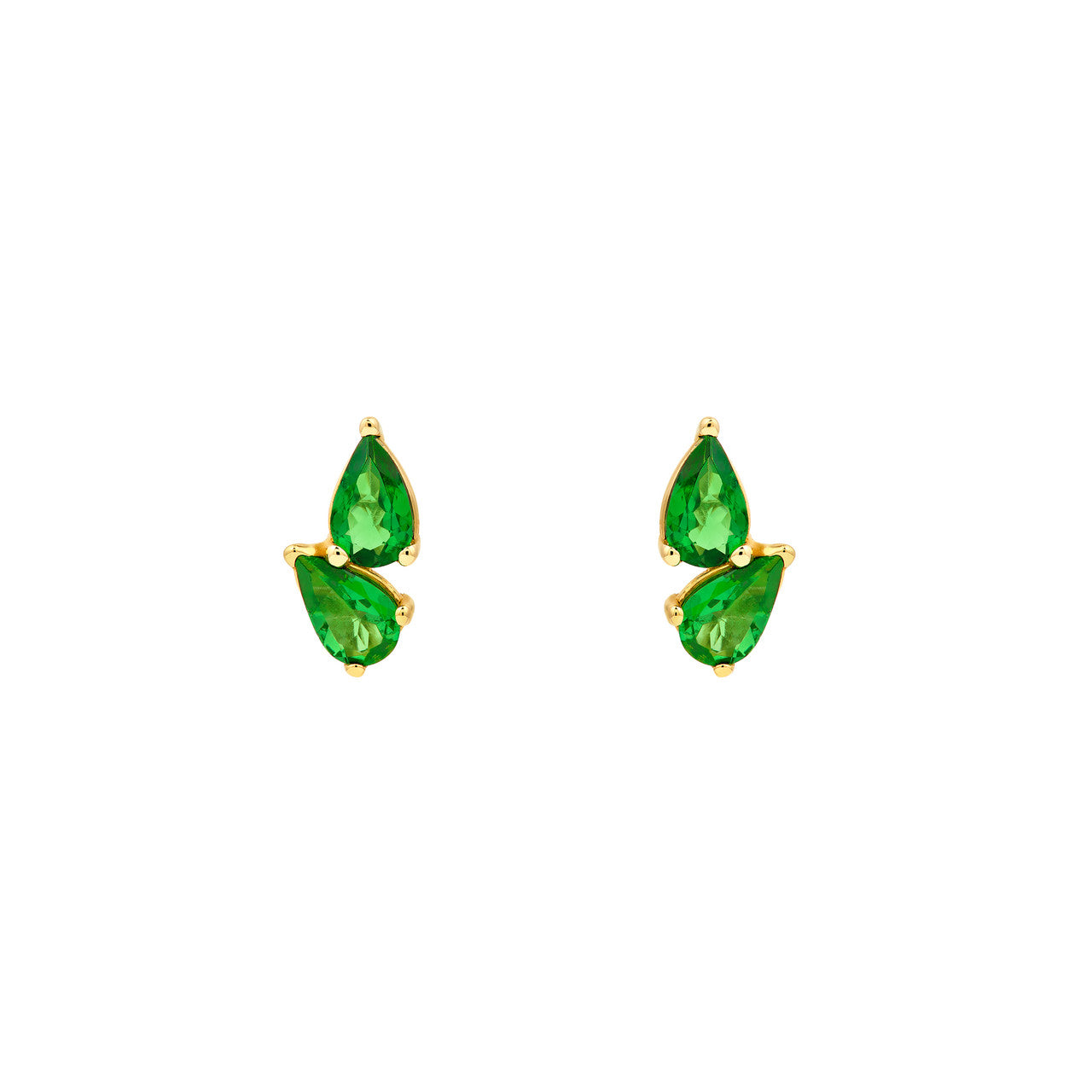 14K Yellow Gold Pear Tsavorite Stud Earrings