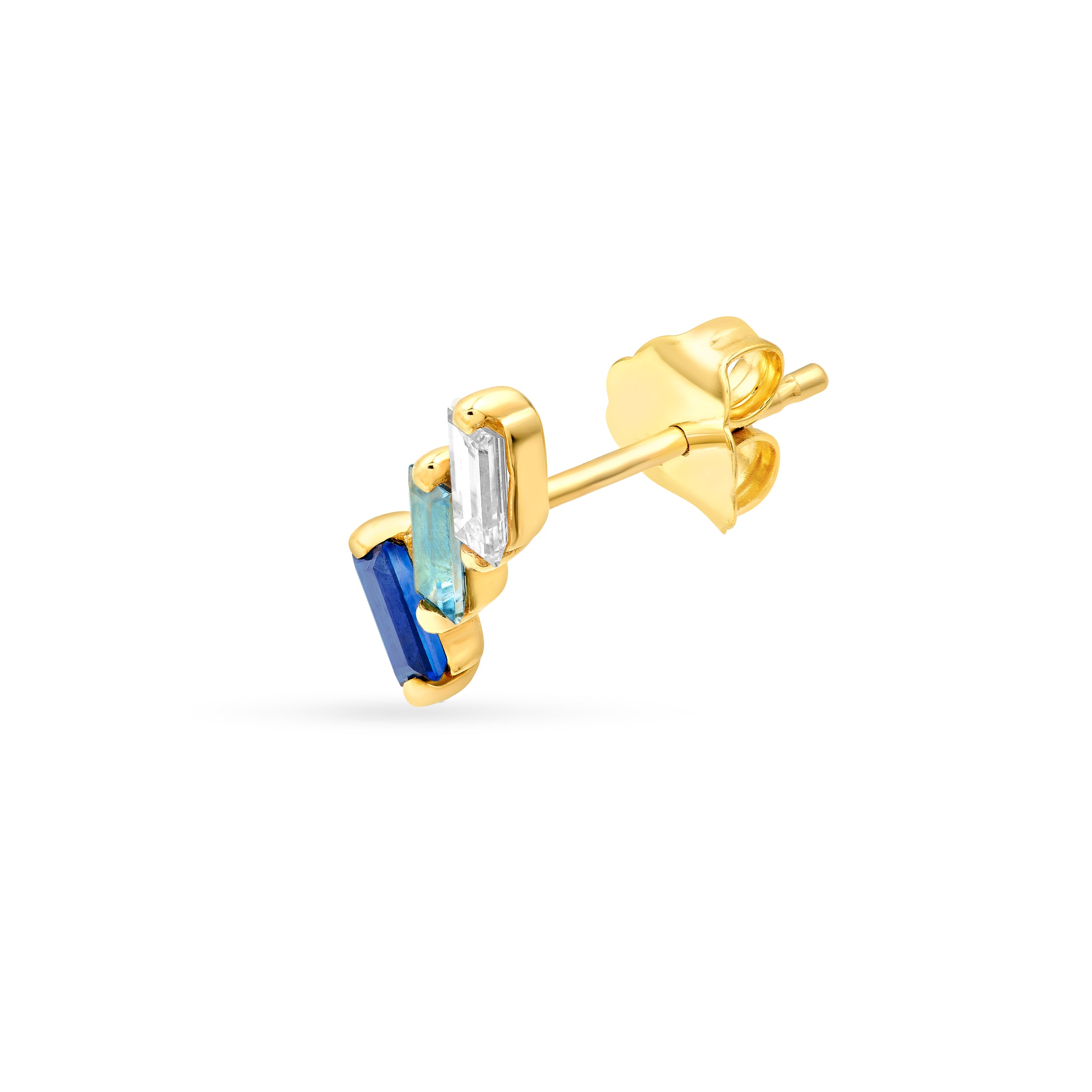 14K Yellow Gold 7/8tcw Square Baguette Diamond Aqua & Sapphire Earrings Birmingham Jewelry Earrings Birmingham Jewelry 