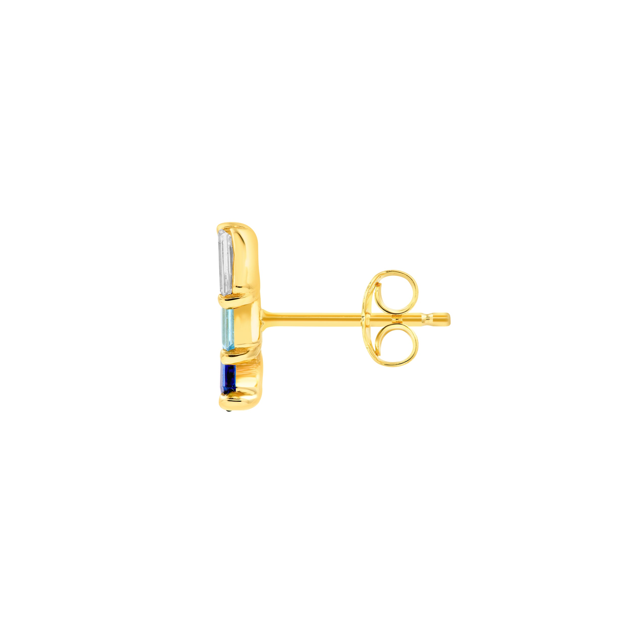 14K Yellow Gold 7/8tcw Square Baguette Diamond Aqua & Sapphire Earrings Birmingham Jewelry Earrings Birmingham Jewelry 