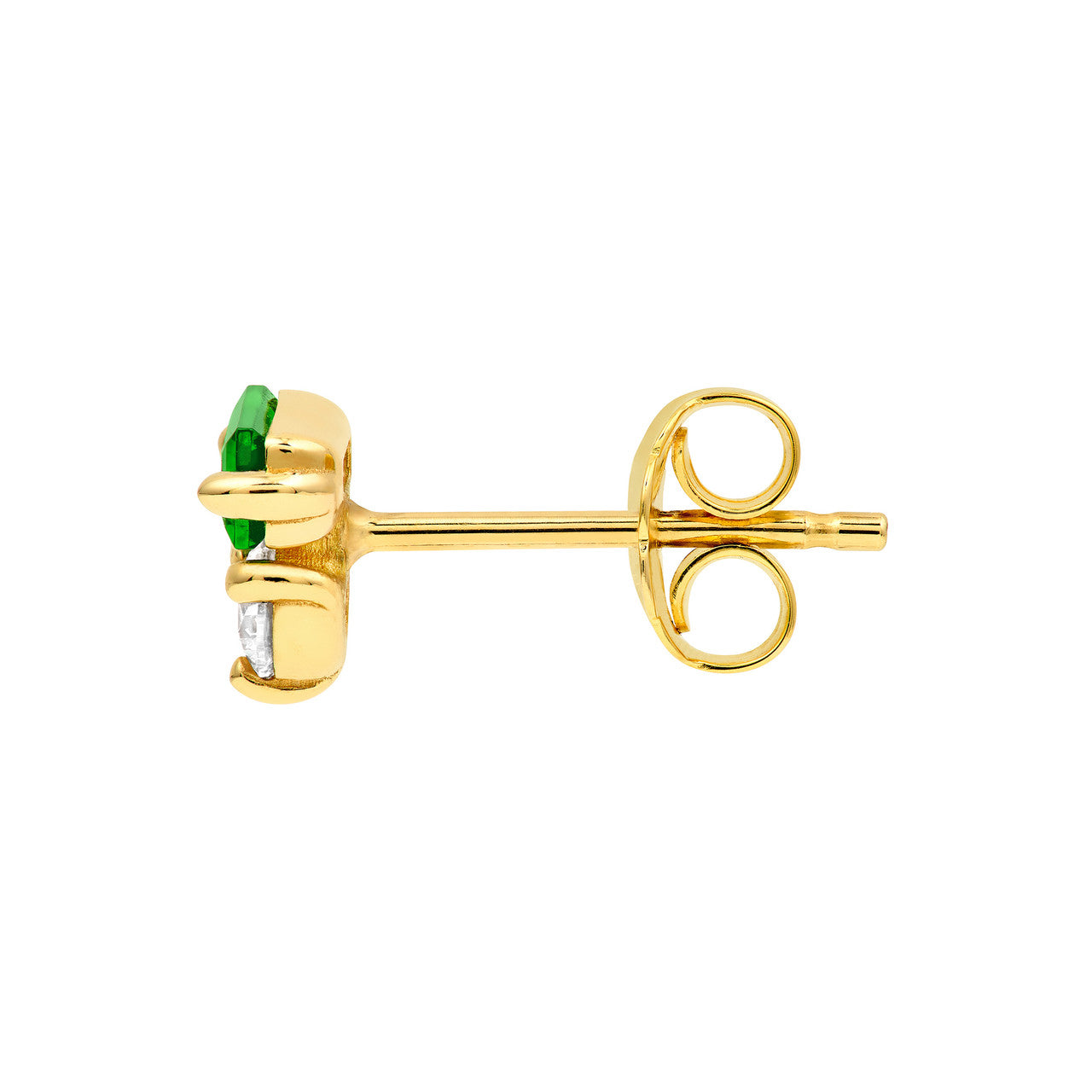 14K Yellow Gold Square Baguette Tsavorite & Round Diamond Earrings