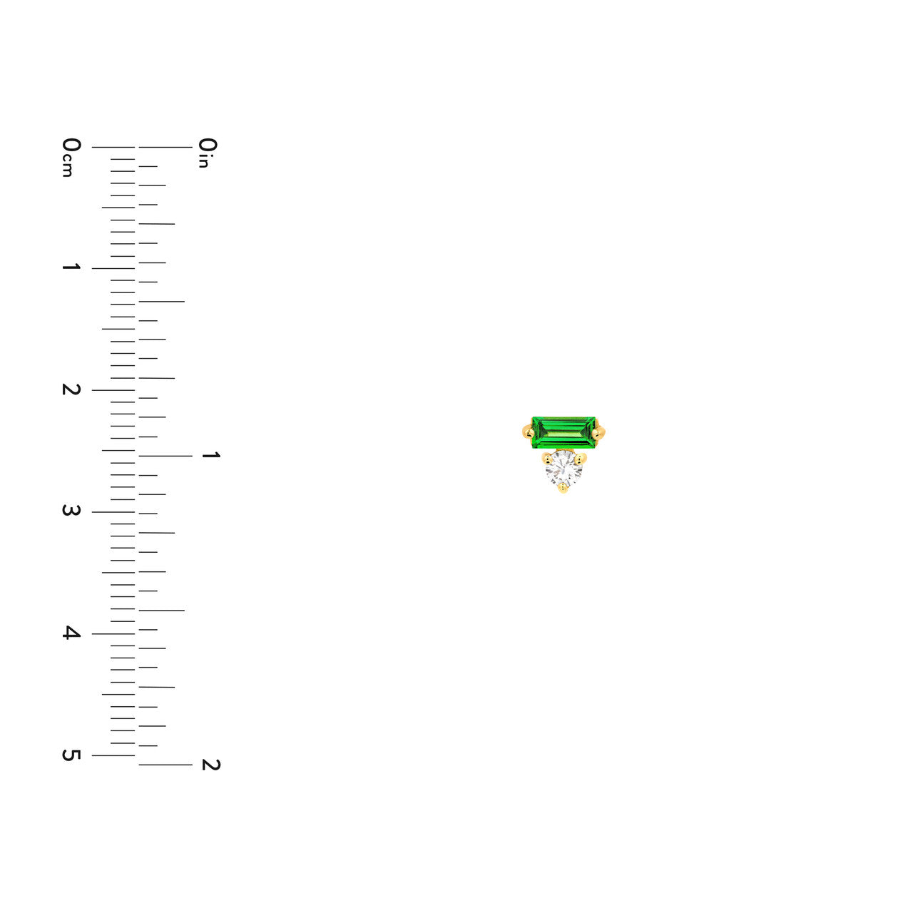 14K Yellow Gold Square Baguette Tsavorite & Round Diamond Earrings