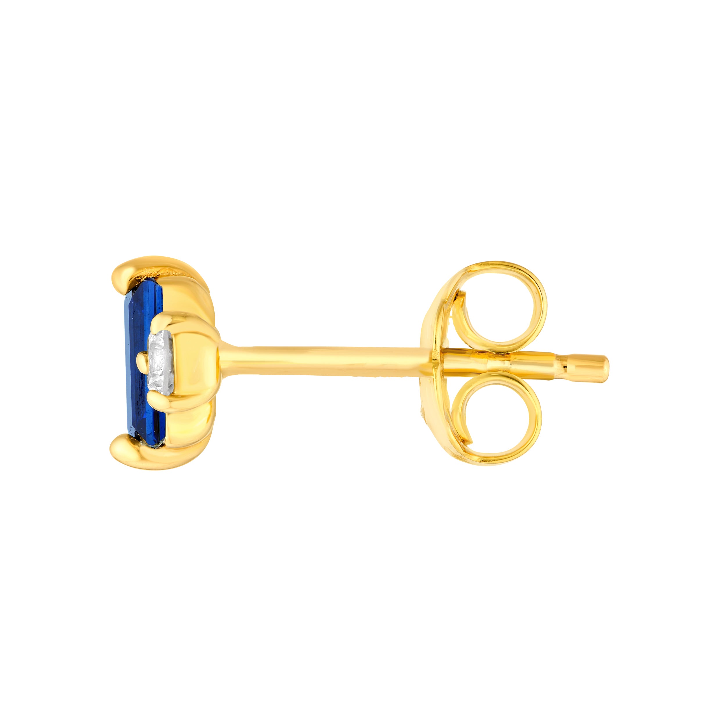 14K Yellow Gold 5/8tcw Square Baguette Sapphire & Diamond Stud Earrings