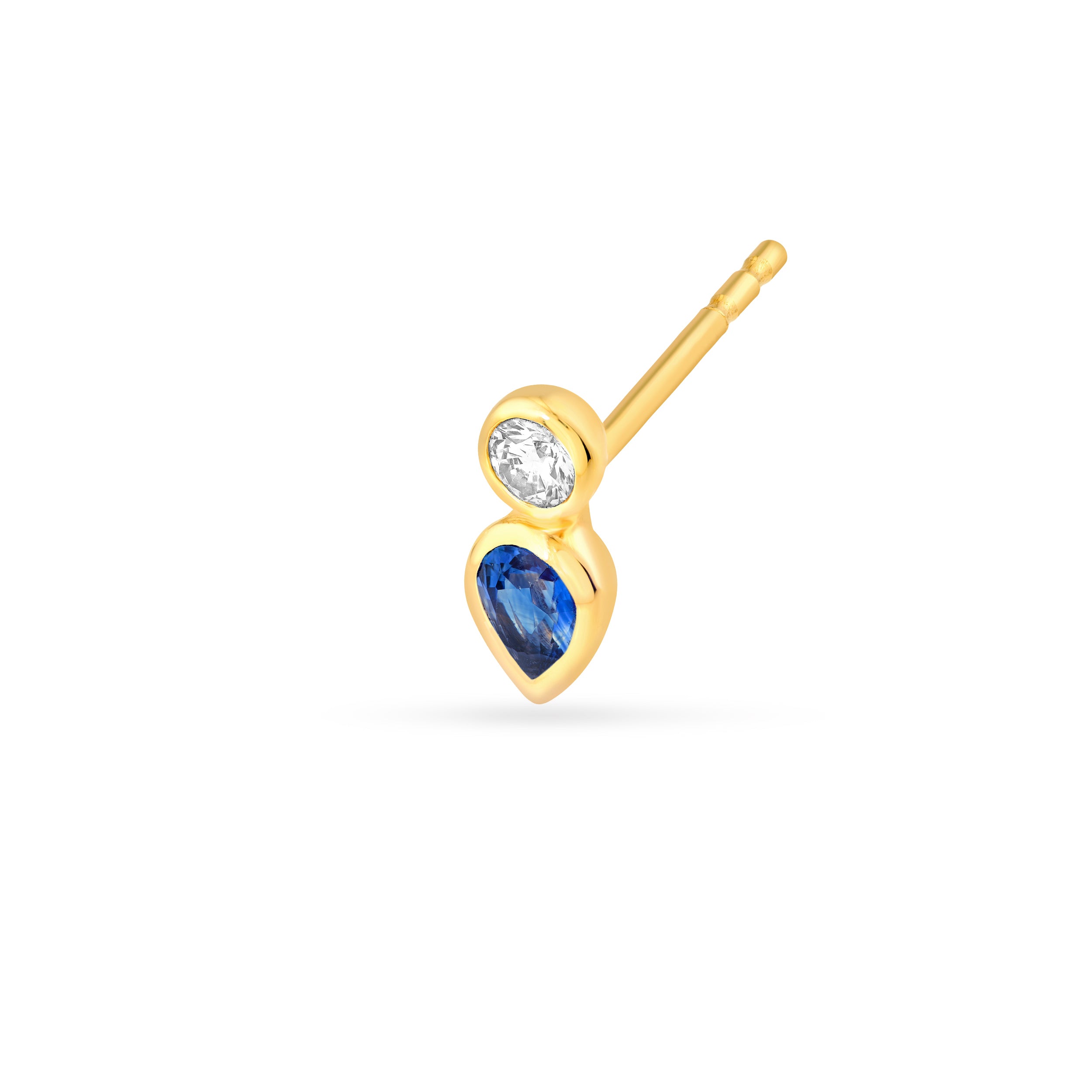 14K Yellow Gold 1/2tcw Bezel Set Sapphire & Diamond Stud Earrings Birmingham Jewelry Earrings Birmingham Jewelry 