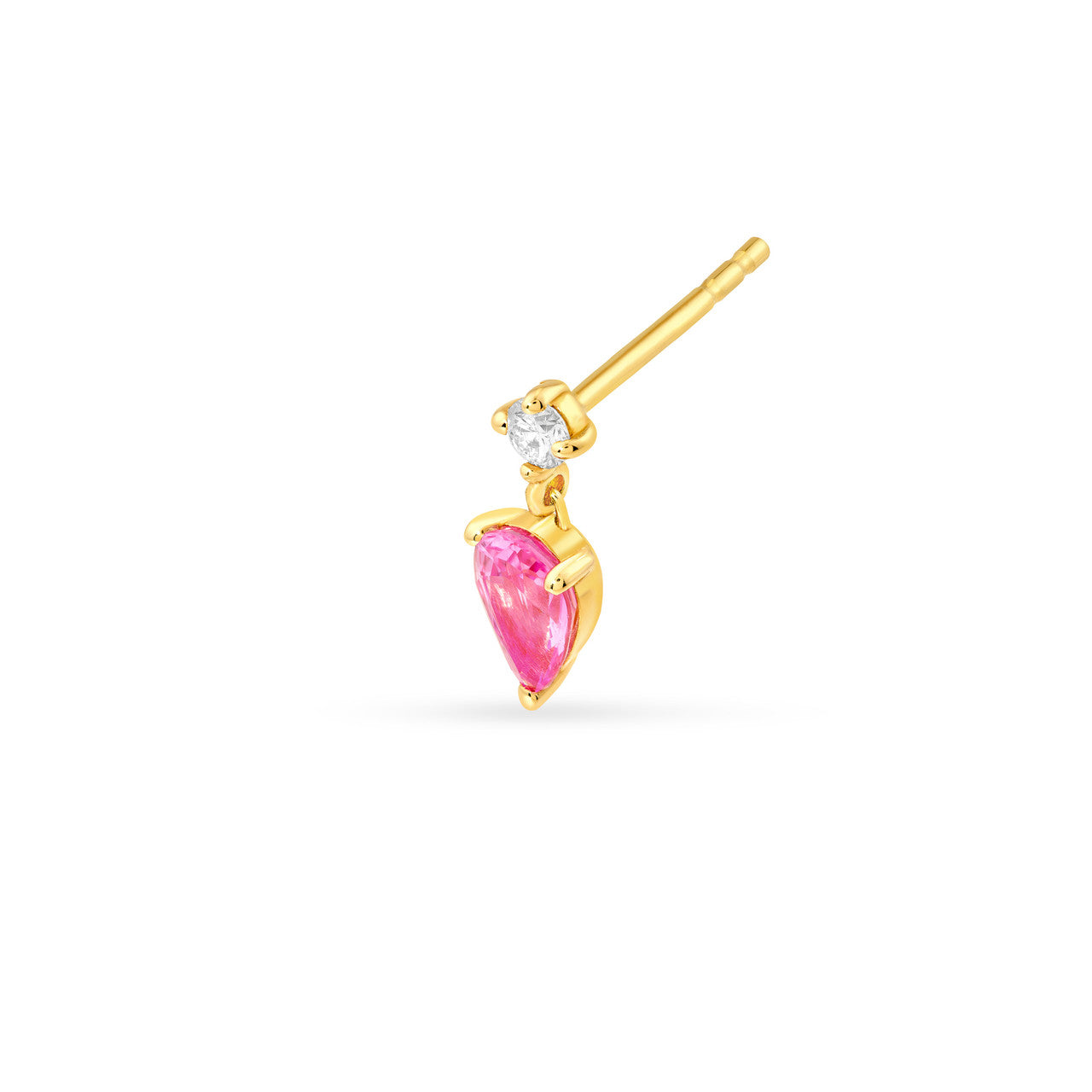 14K Yellow Gold Pear Shape Pink Sapphire & Diamond Stud Earrings Birmingham Jewelry Earrings Birmingham Jewelry 