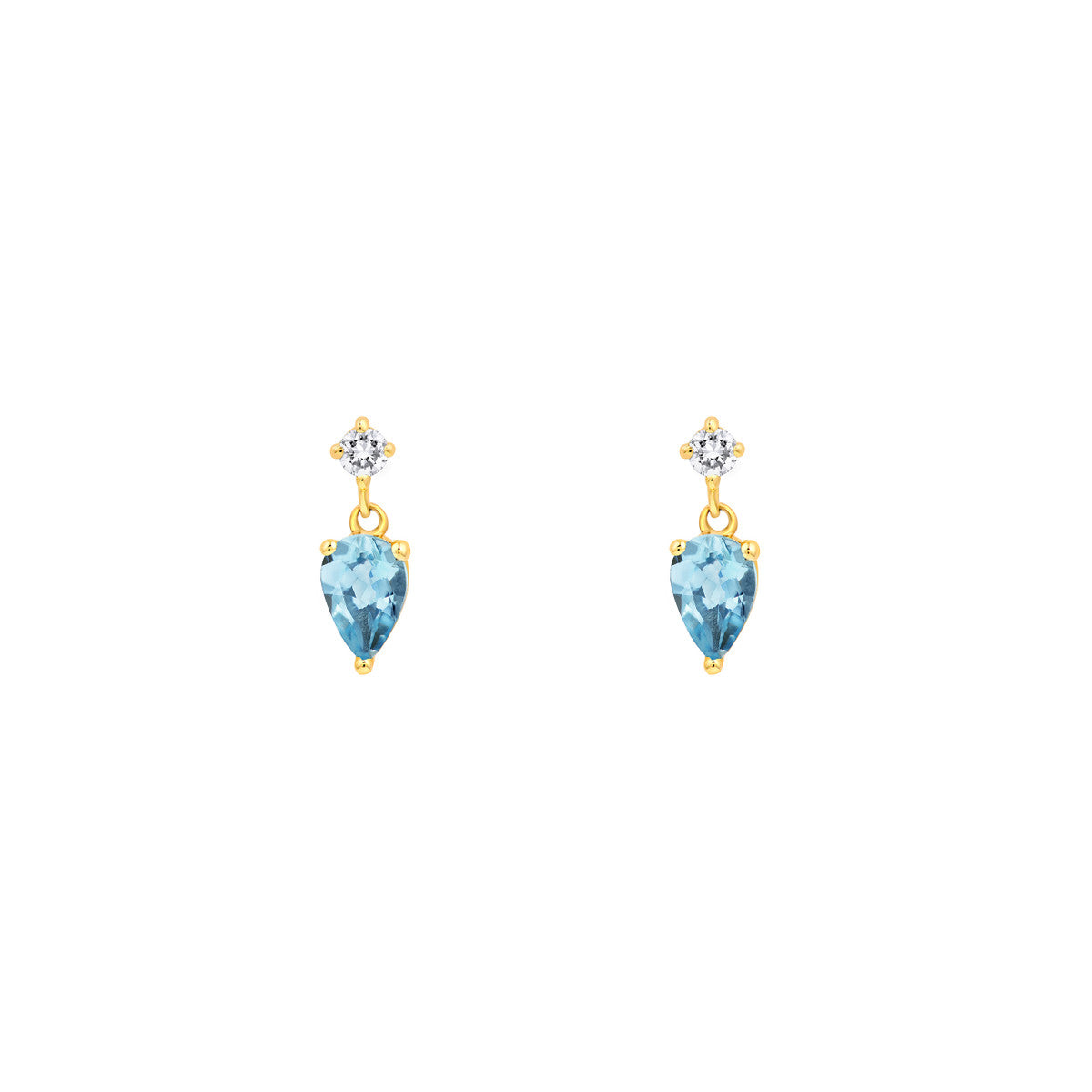 14K Yellow Gold Pear Shape Aquamarine & Diamond Stud Earrings Birmingham Jewelry Earrings Birmingham Jewelry 