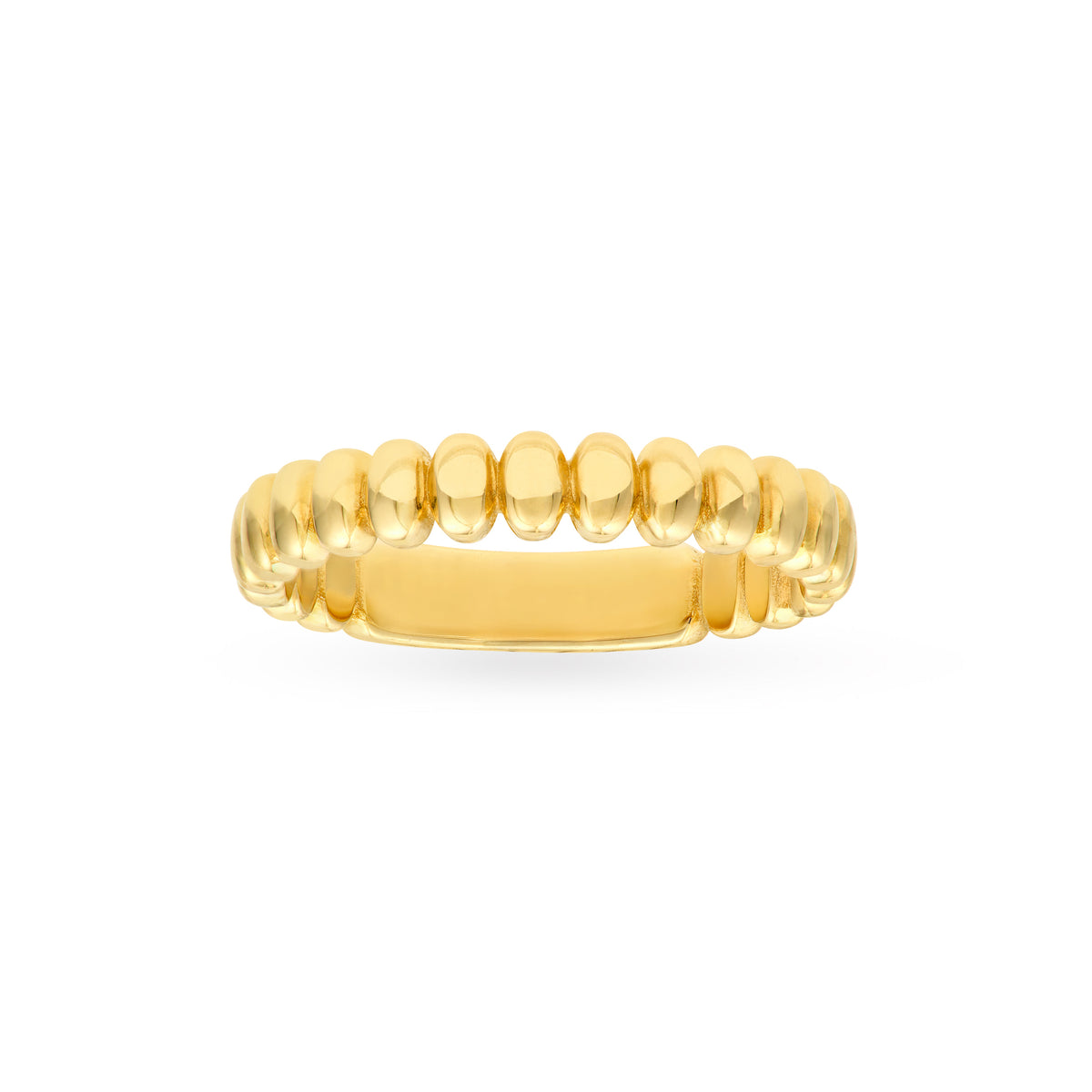 14K Yellow Gold Oval Beaded Band