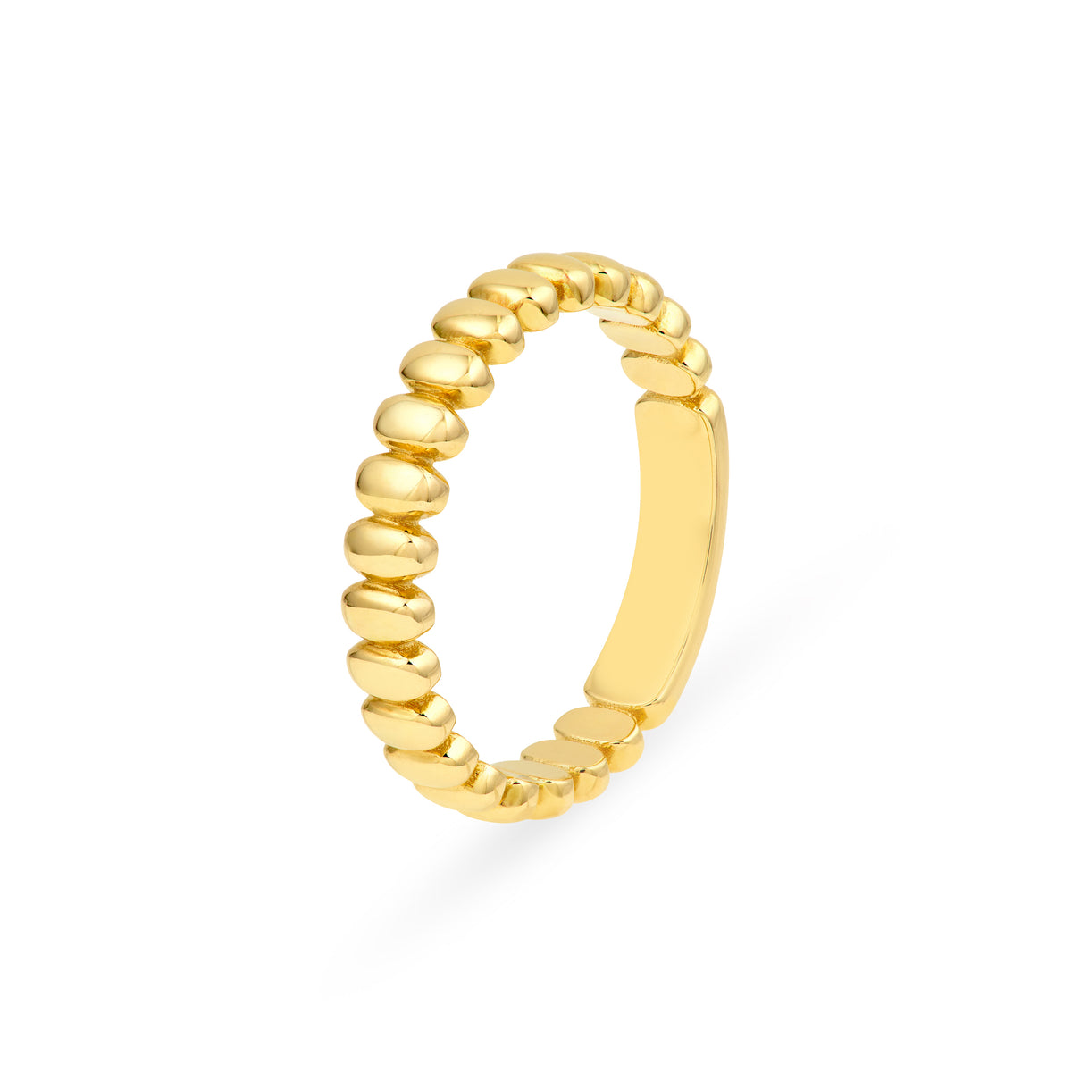 14K Yellow Gold Oval Beaded Band