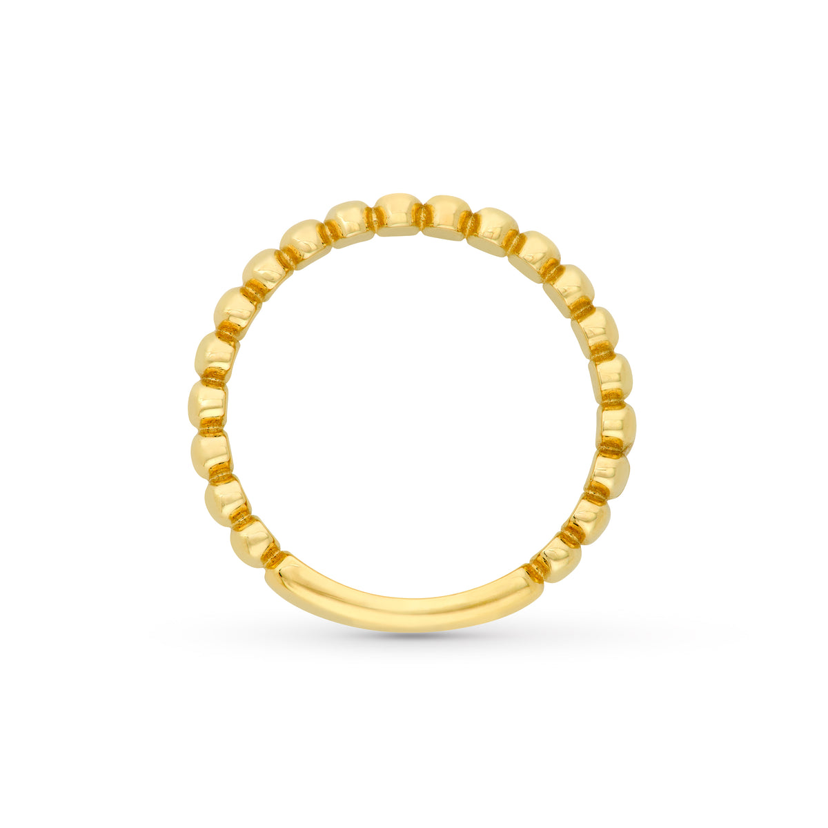 14K Yellow Gold Oval Beaded Band