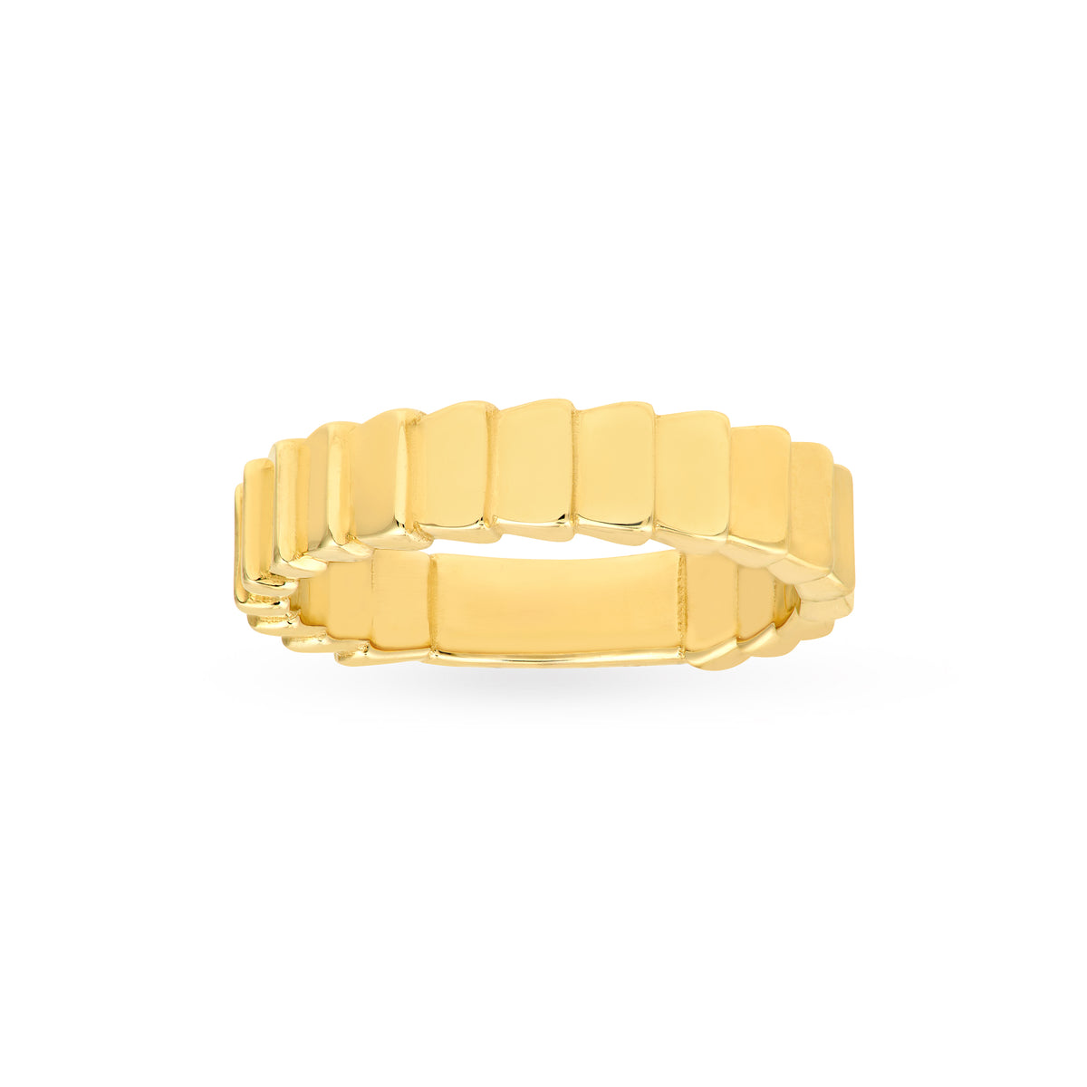 14K Yellow Gold Stacked Rectangle Band