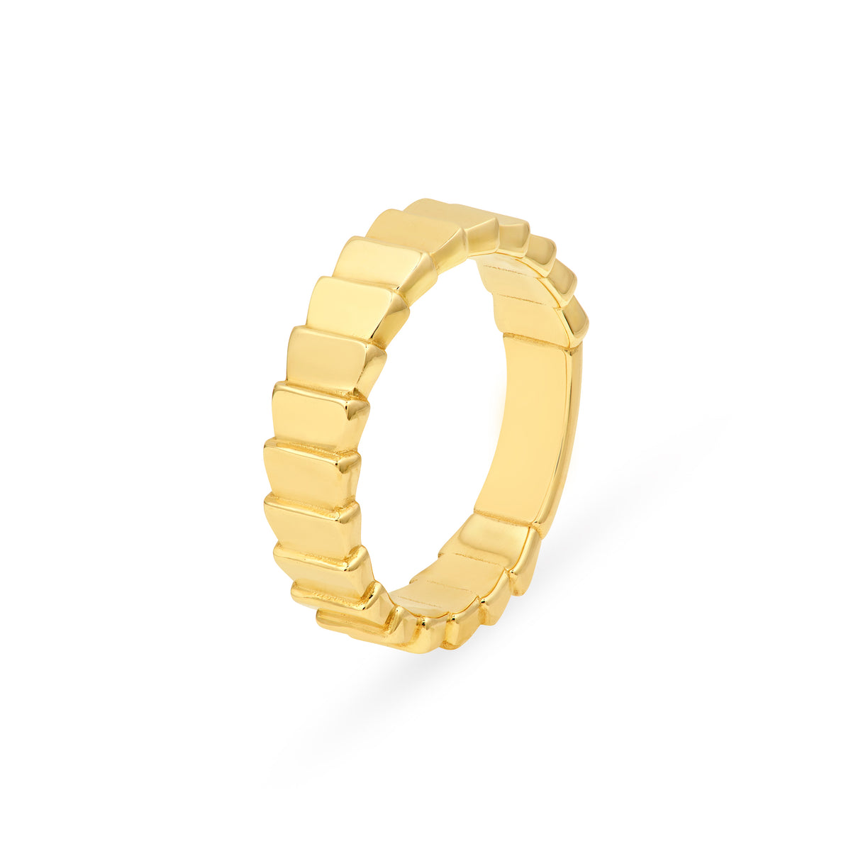 14K Yellow Gold Stacked Rectangle Band