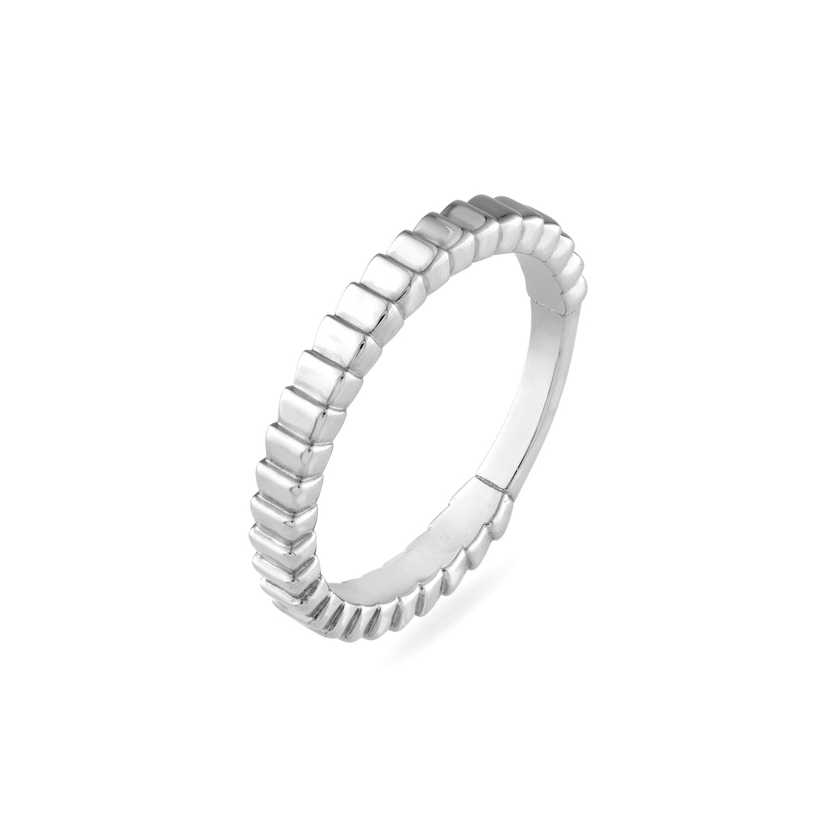 14K Gold Ridged Rectangular Band