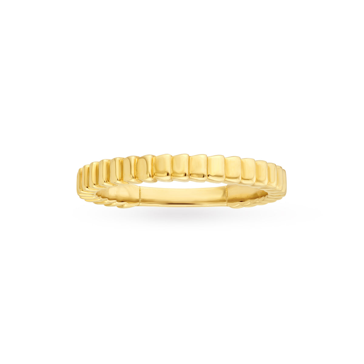 14K Gold Ridged Rectangular Band