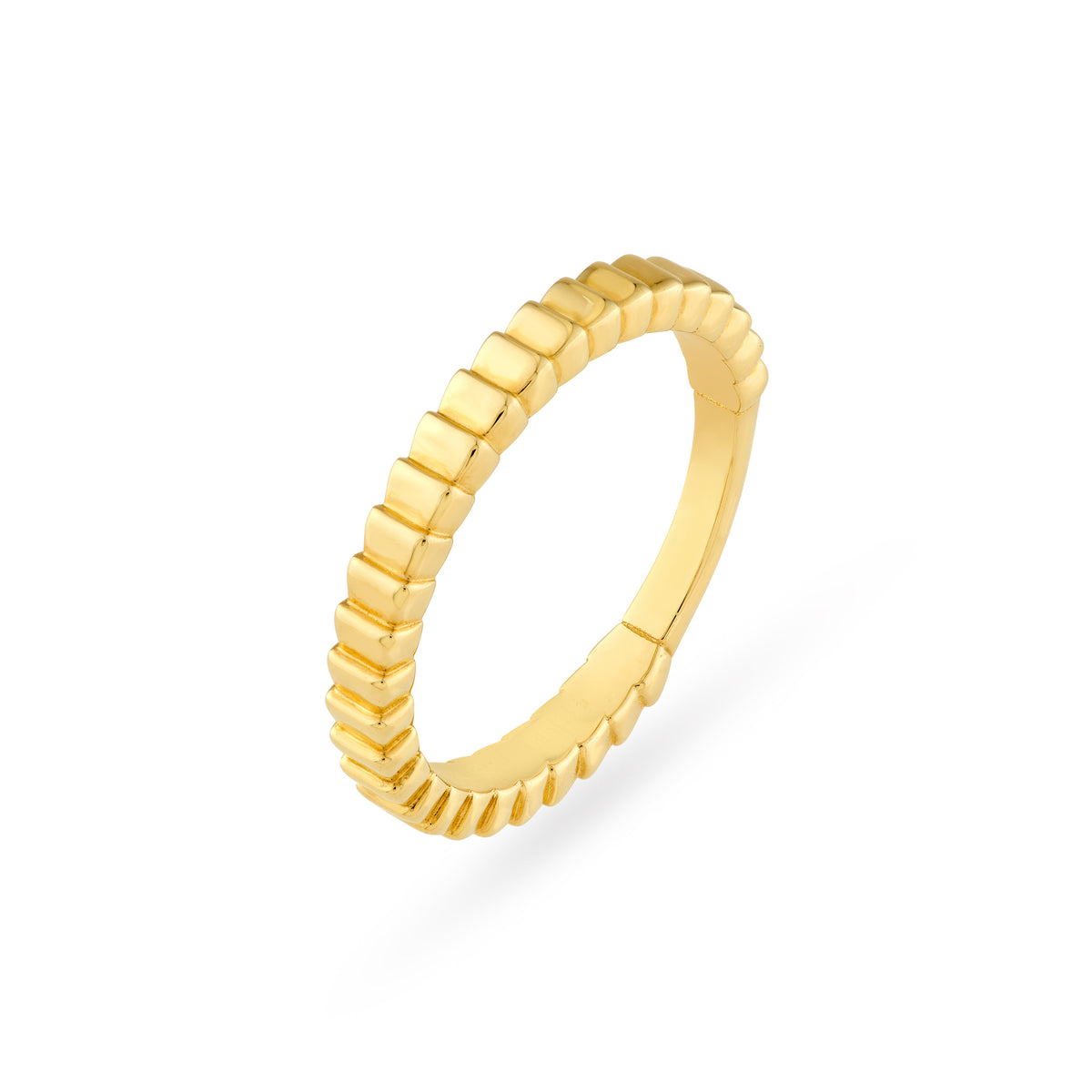 14K Gold Ridged Rectangular Band