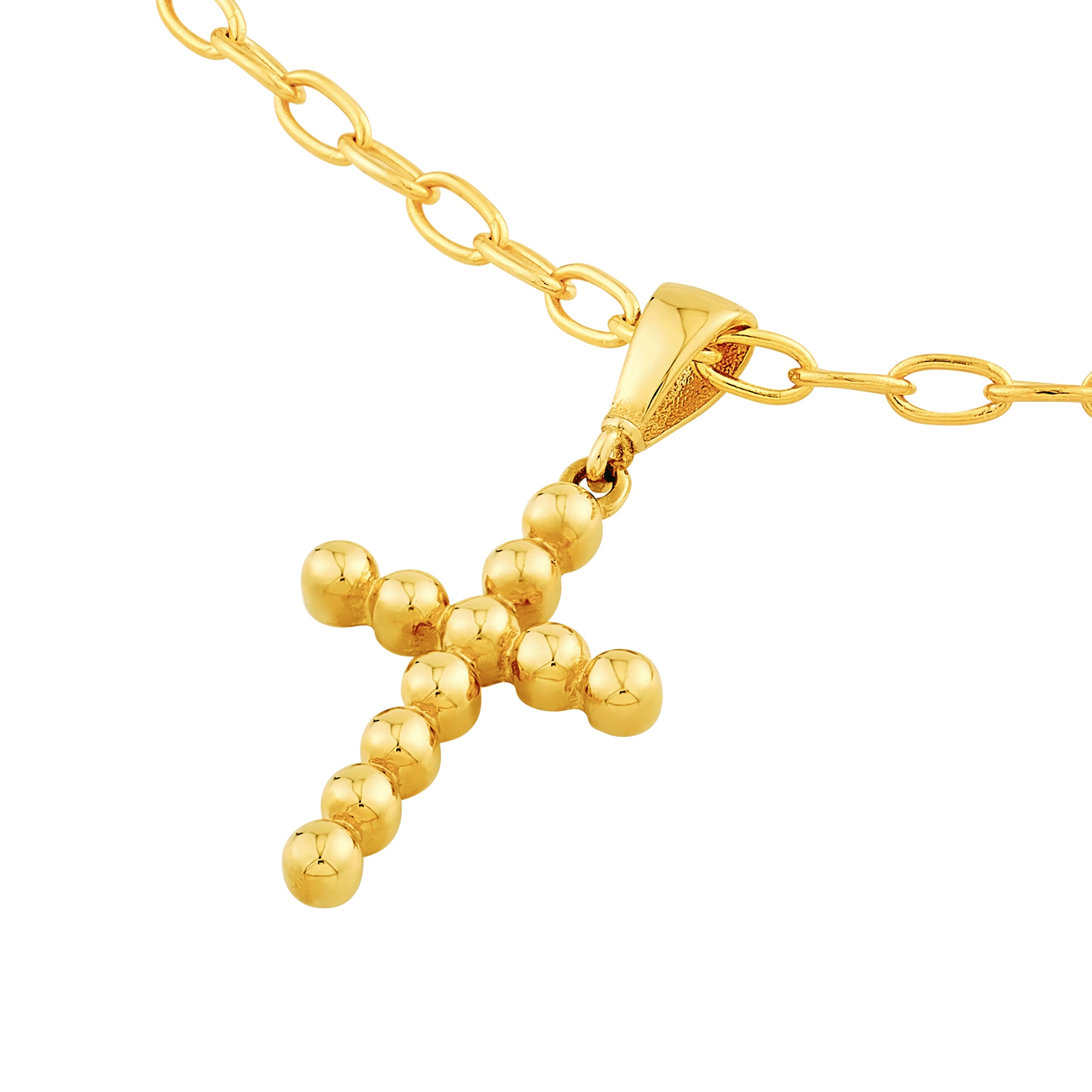 14K Yellow Gold Beaded Cross Pendant Birmingham Jewelry Pendant Birmingham Jewelry 