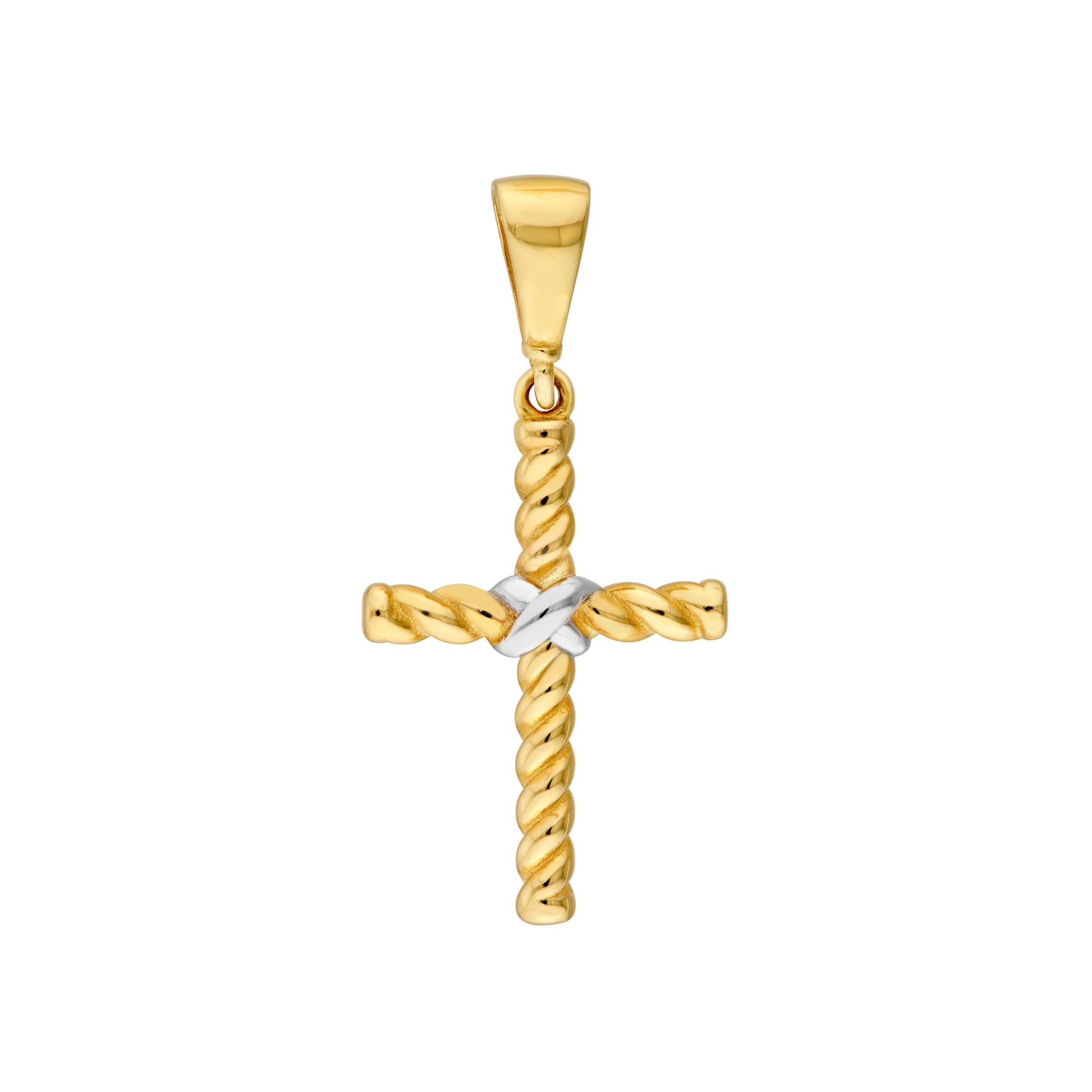 14K Two-Tone Gold Rope Twist Cross Pendant Birmingham Jewelry Pendant Birmingham Jewelry 