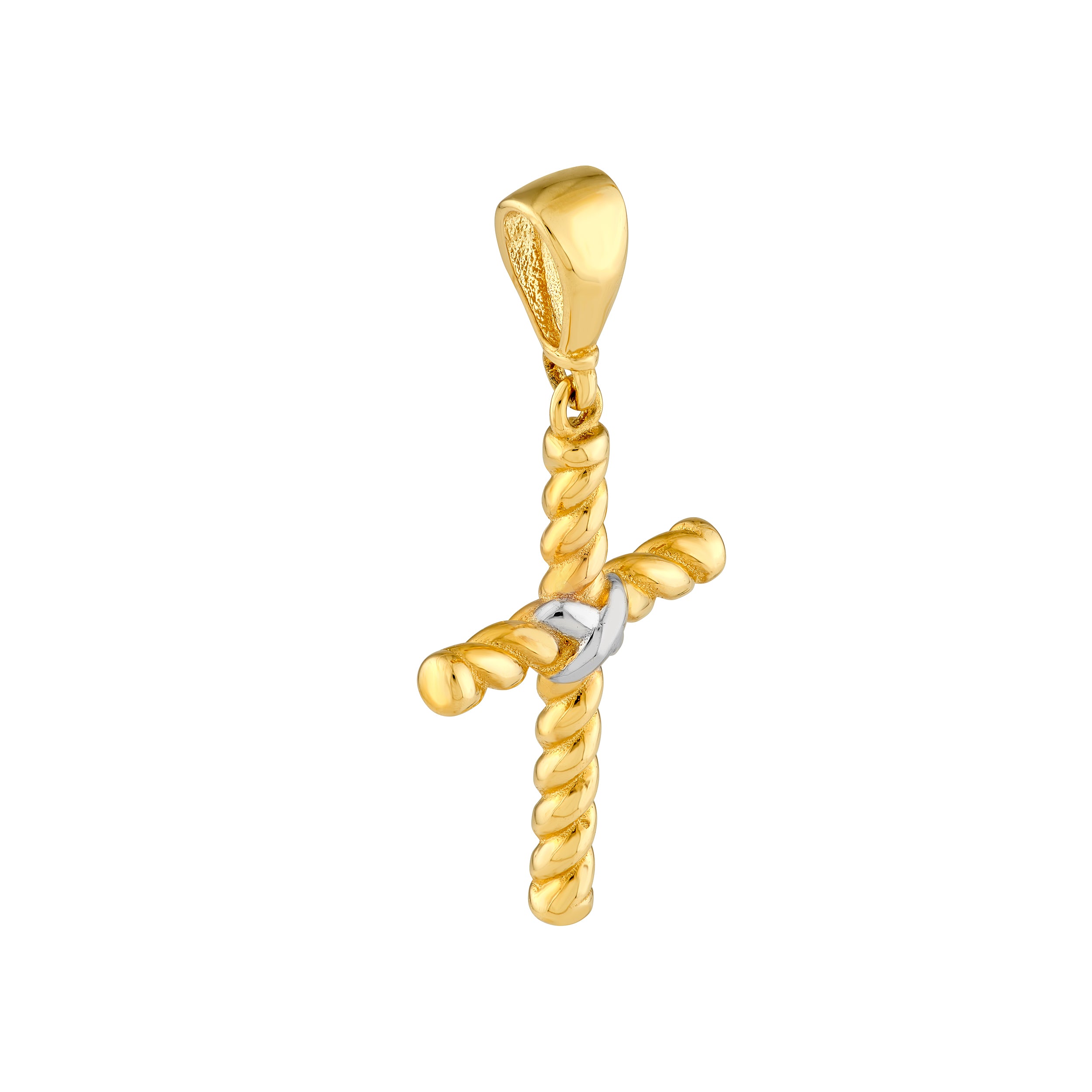 14K Two-Tone Gold Rope Twist Cross Pendant Birmingham Jewelry Pendant Birmingham Jewelry 
