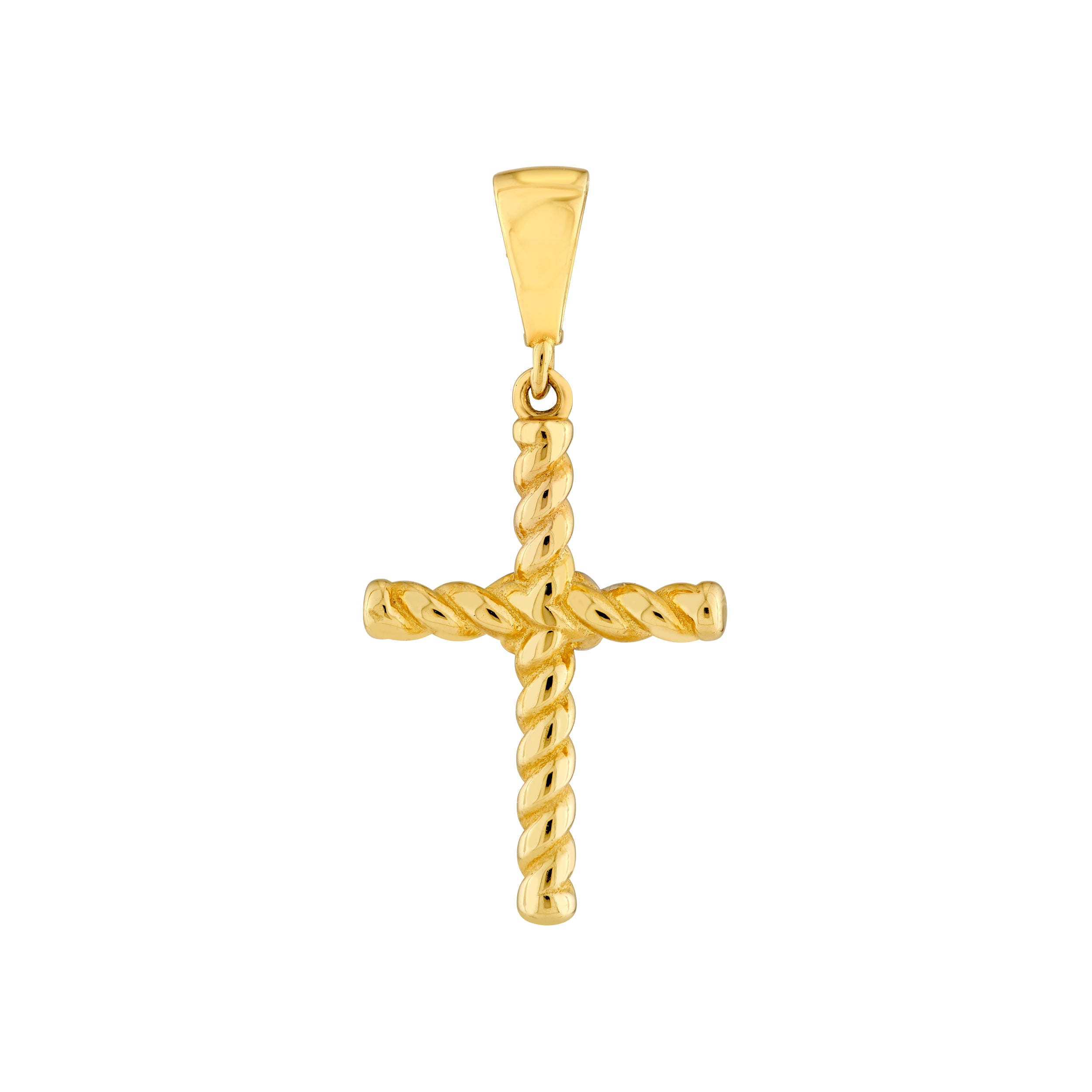 14K Two-Tone Gold Rope Twist Cross Pendant Birmingham Jewelry Pendant Birmingham Jewelry 
