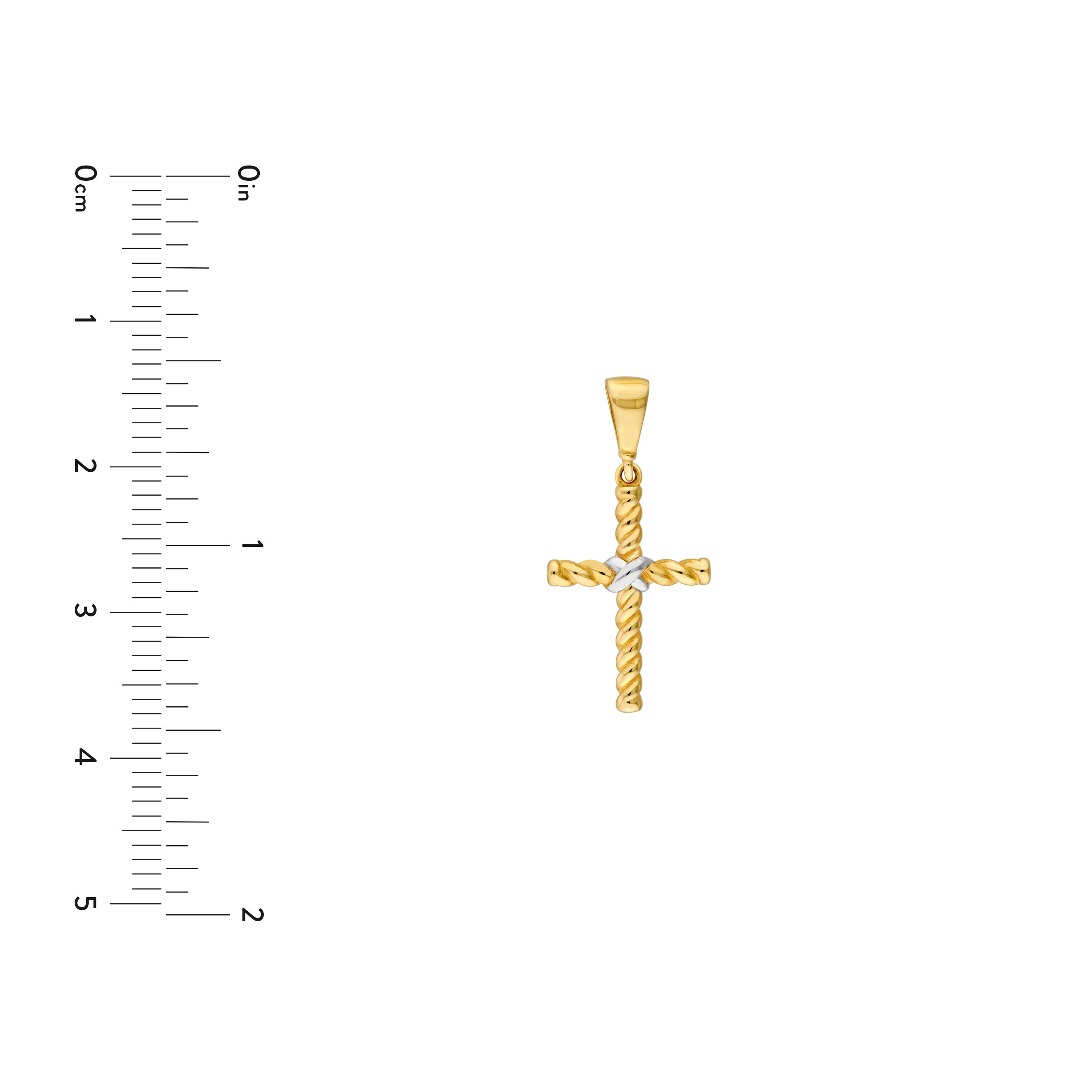 14K Two-Tone Gold Rope Twist Cross Pendant Birmingham Jewelry Pendant Birmingham Jewelry 