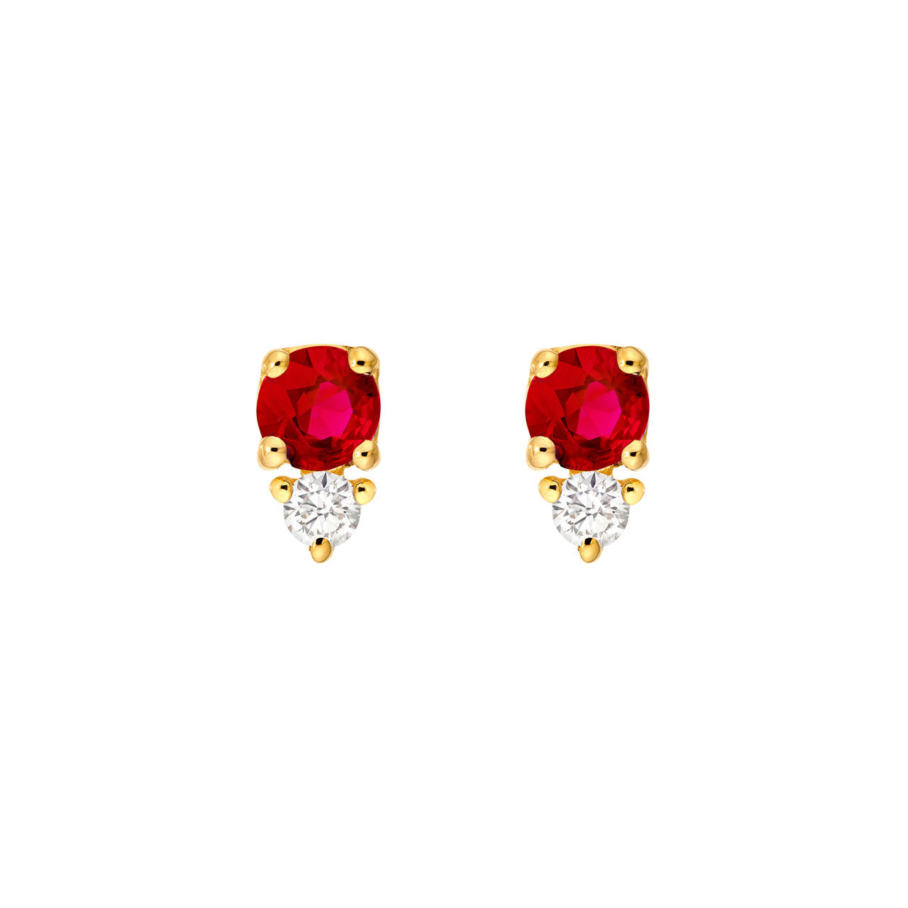 14K Yellow Gold Ruby & Diamond Stud Earrings Birmingham Jewelry Earrings Birmingham Jewelry 