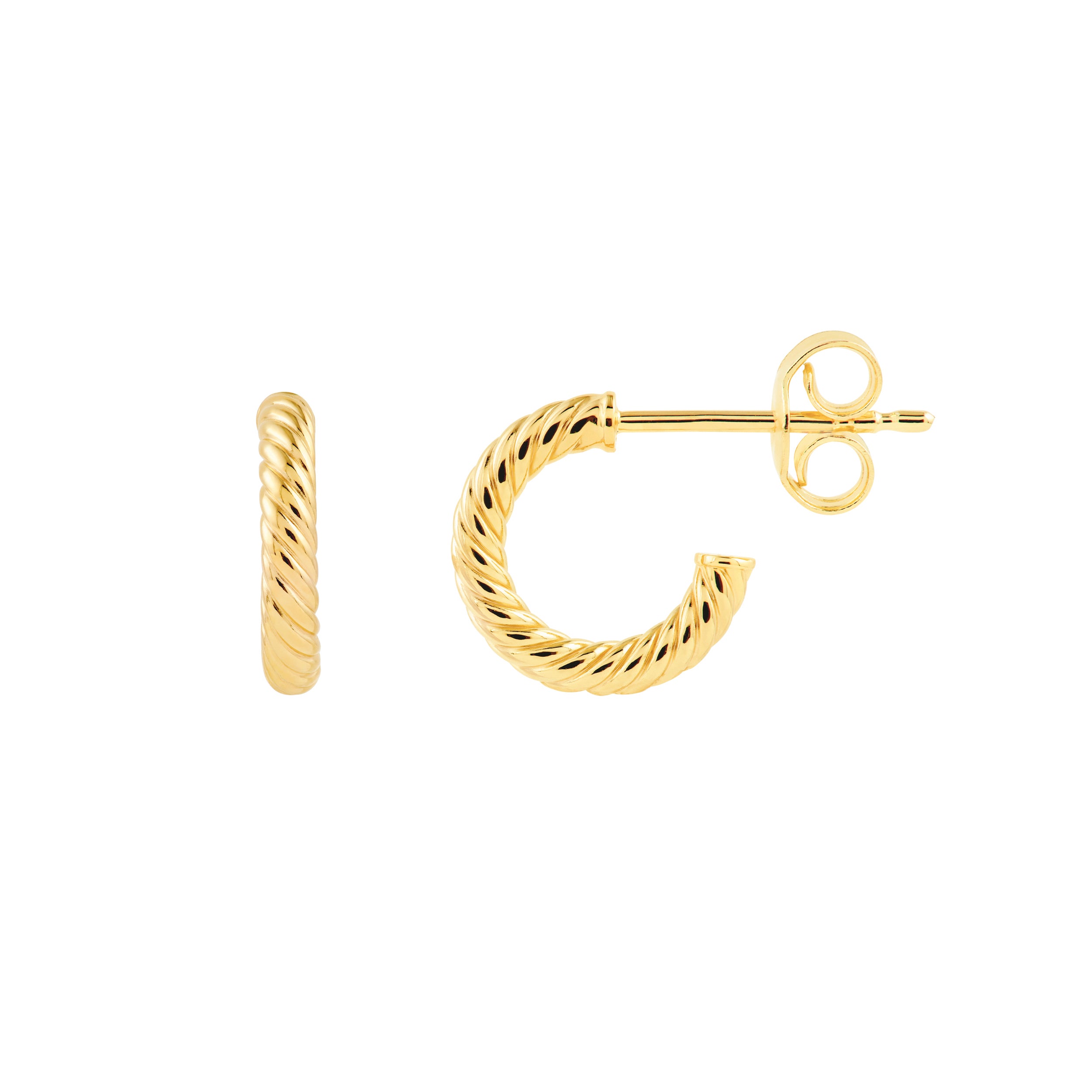14K Yellow Gold Twisted Open Round Hoop Earrings Birmingham Jewelry Earrings Birmingham Jewelry 