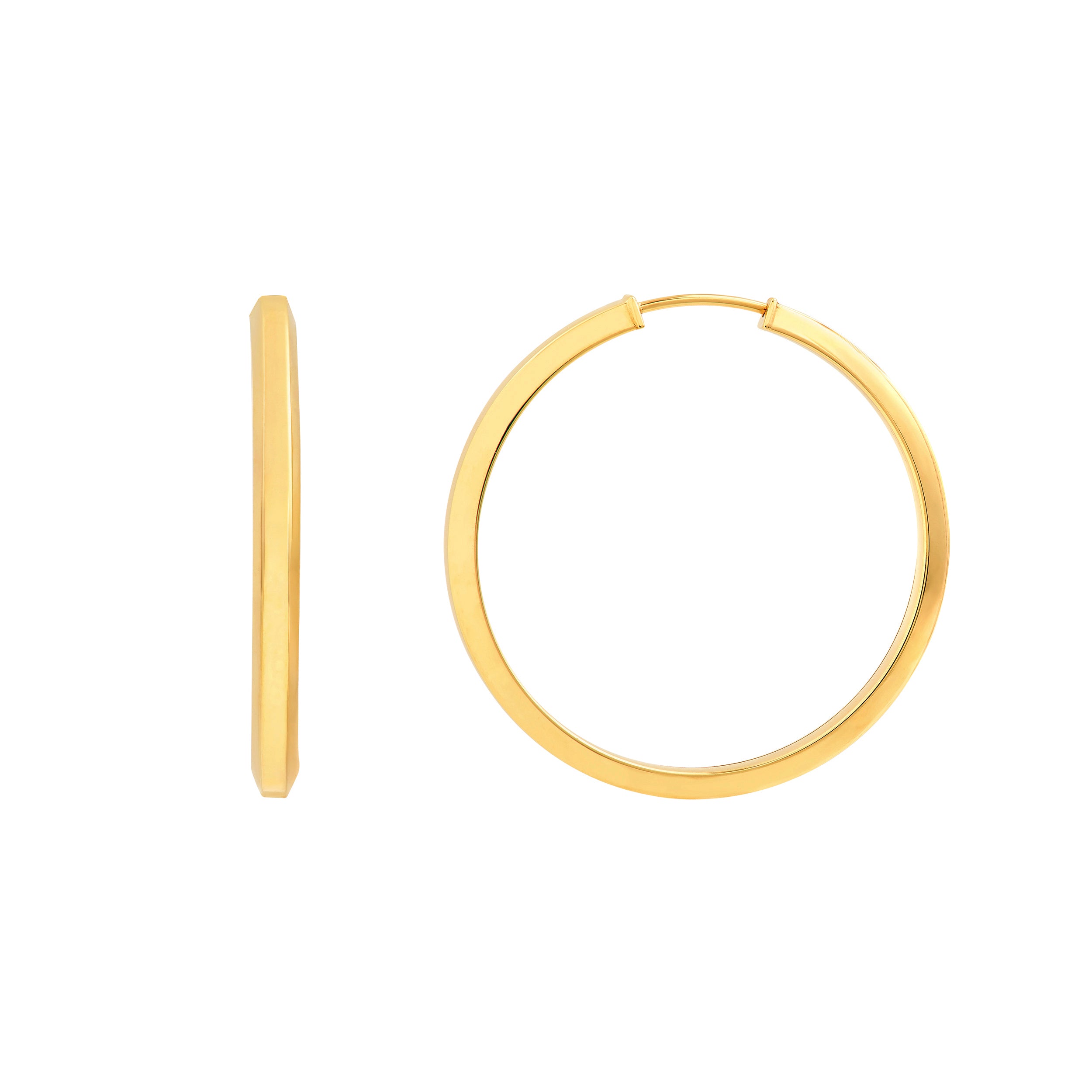 14K Yellow Gold 25.00mm Trapazoid Flex Round Hoop Earrings Birmingham Jewelry Earrings Birmingham Jewelry 