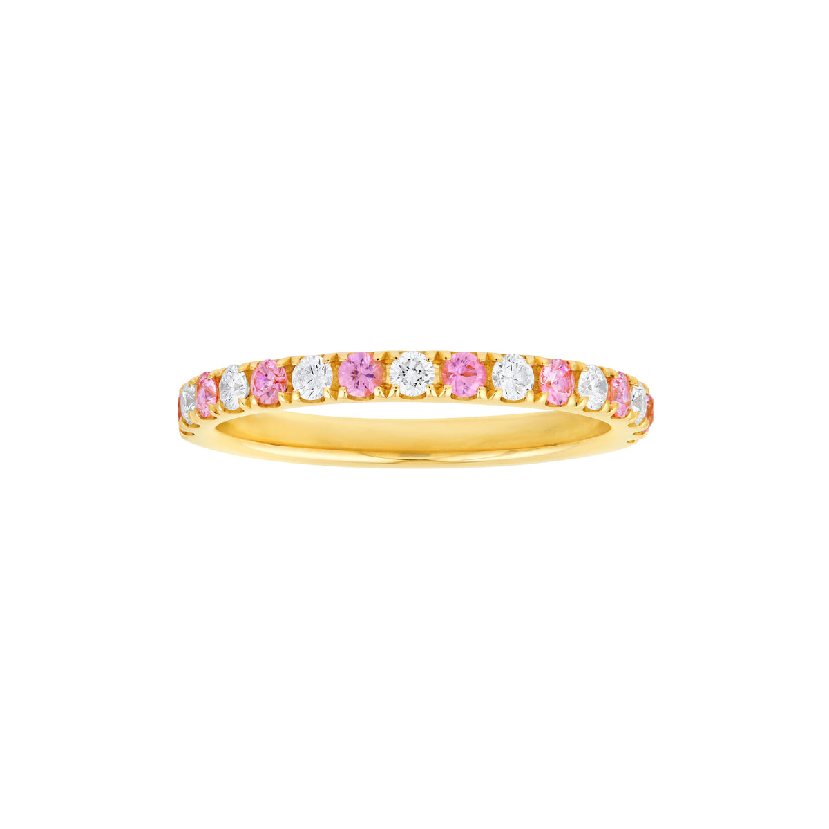 14K White Gold Pink Sapphire & Diamond Stackable Band Birmingham Jewelry Band Birmingham Jewelry 