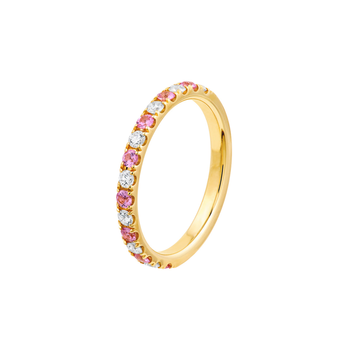 14K White Gold Pink Sapphire & Diamond Stackable Band Birmingham Jewelry Band Birmingham Jewelry 