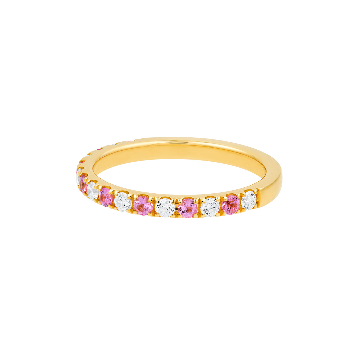 14K White Gold Pink Sapphire & Diamond Stackable Band Birmingham Jewelry Band Birmingham Jewelry 