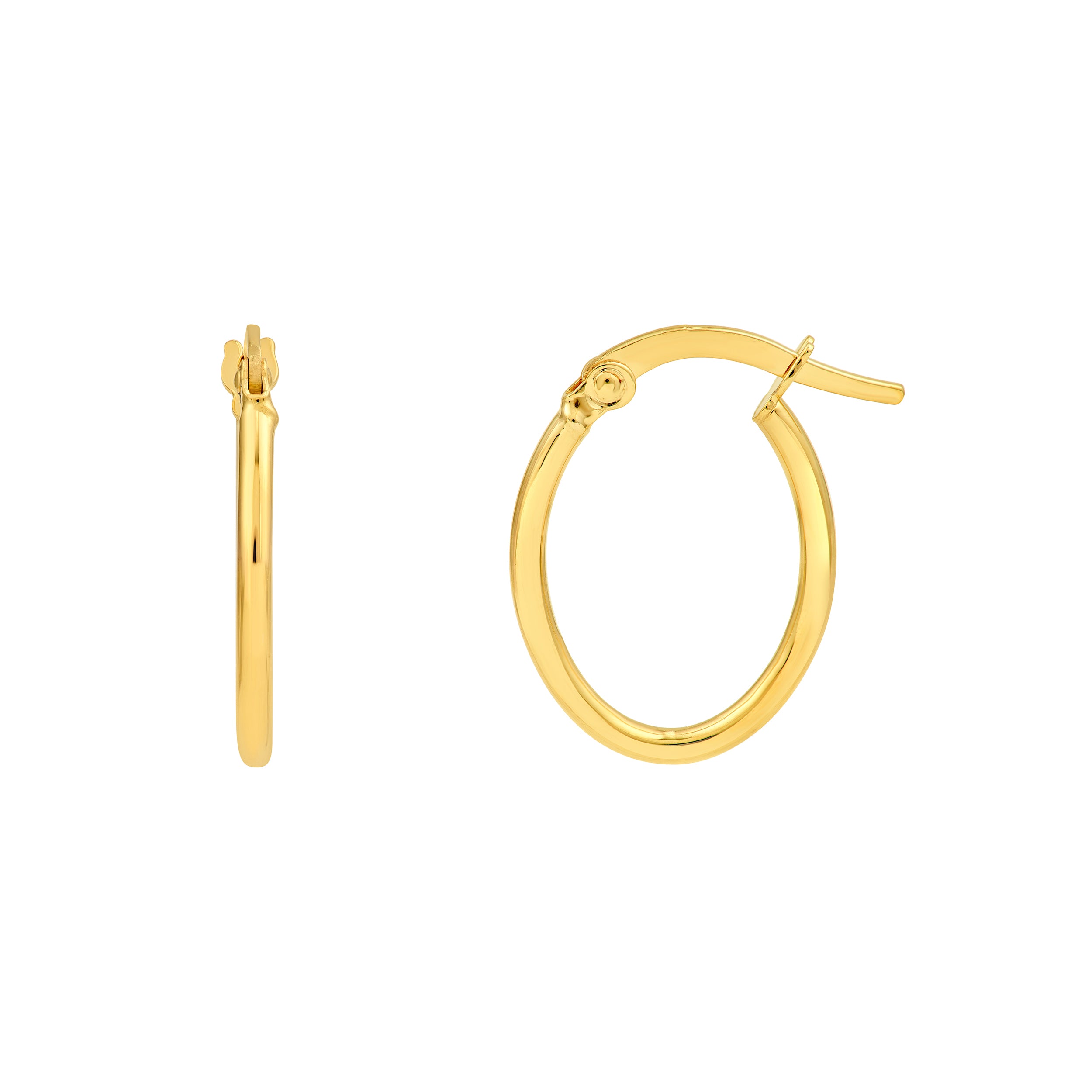 14K Yellow Gold Round Tube Oval Hoop Earrings Birmingham Jewelry Earrings Birmingham Jewelry 